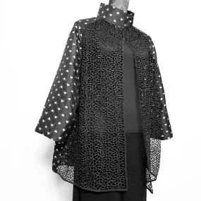 Abbey Swing Coat - Luxe black mesh and hearts - One Of A Kind