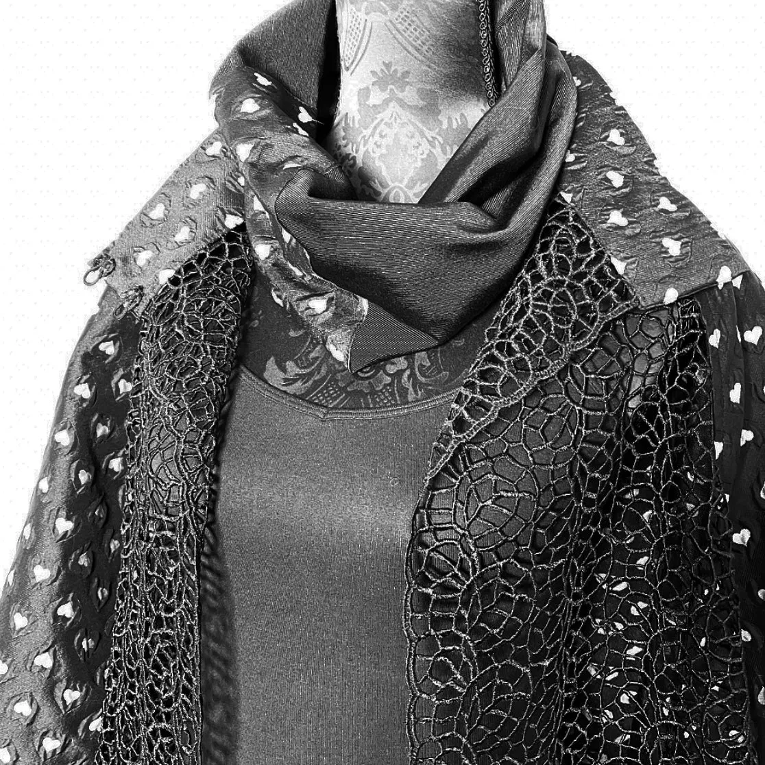 Abbey Swing Coat - Luxe black mesh and hearts - One Of A Kind