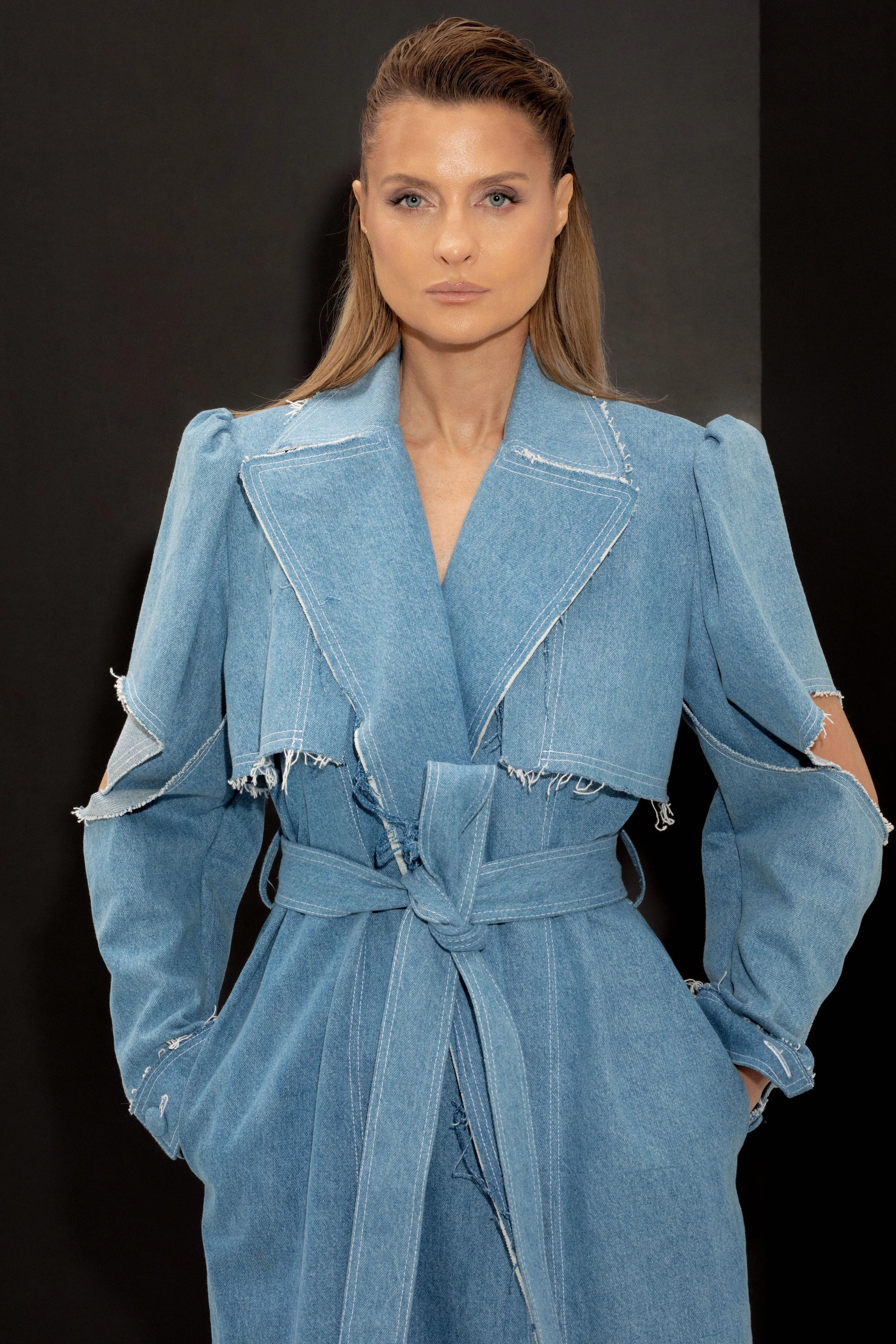 Aqua Denim Trench