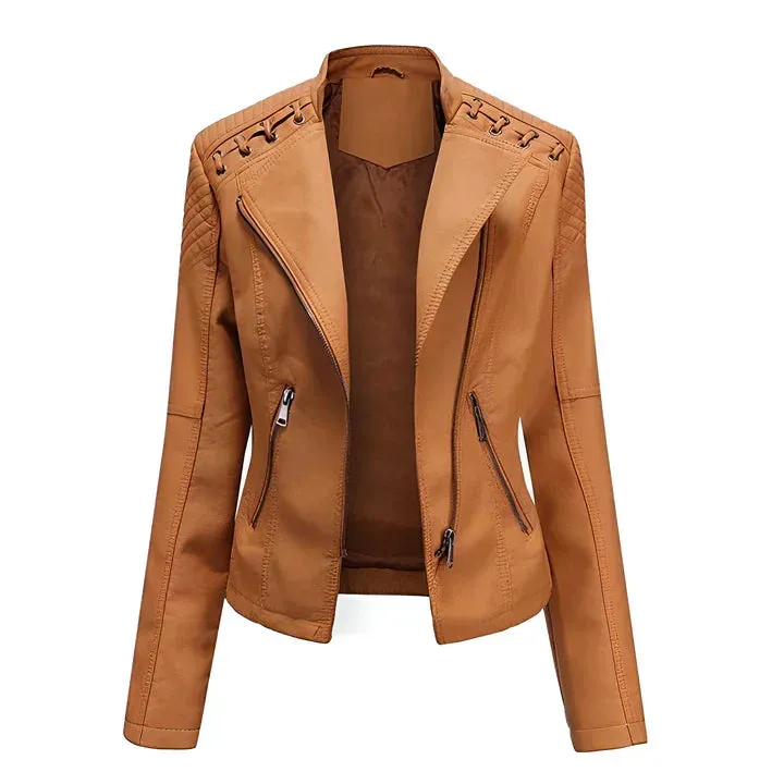 Arline - pu leather jacket with zipper