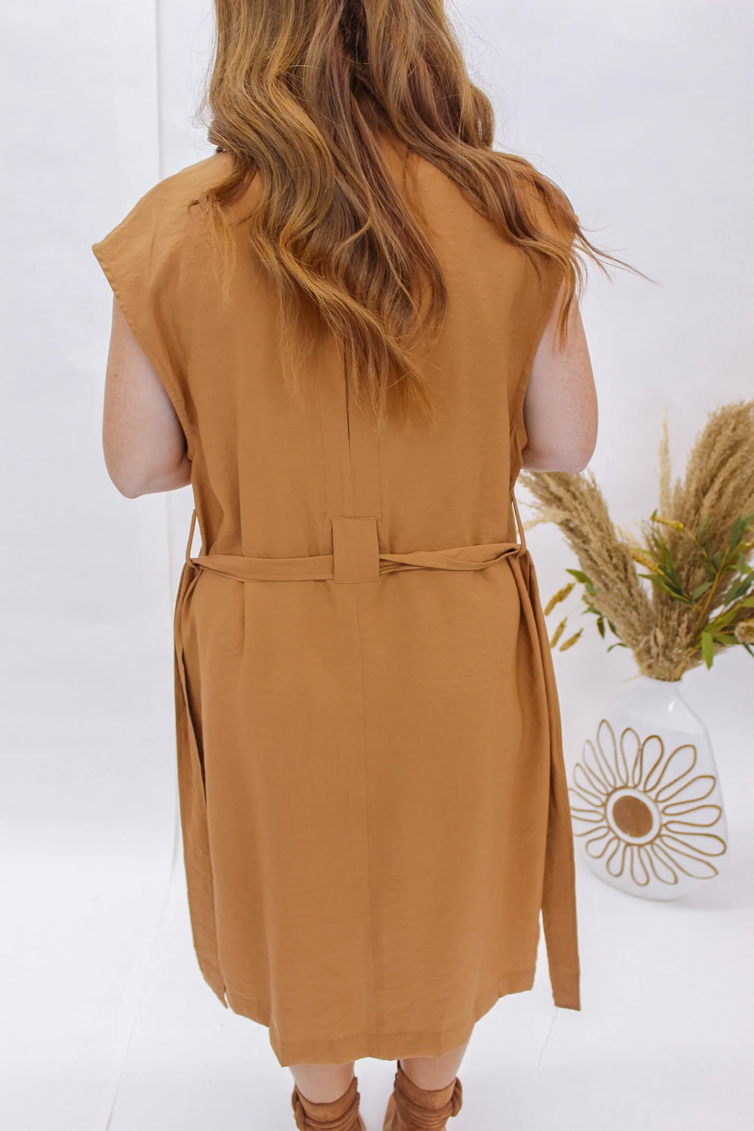 Aspen Belted Long Vest- Camel