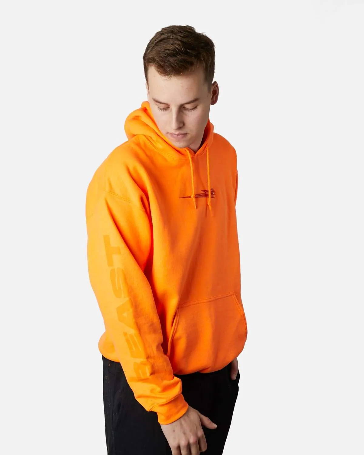 'Beast Bolt' Embroidered Pull Over Hoodie - Orange