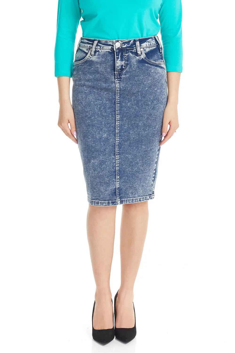 Below Knee Length Denim Pencil Skirt 'Miami' EX802146