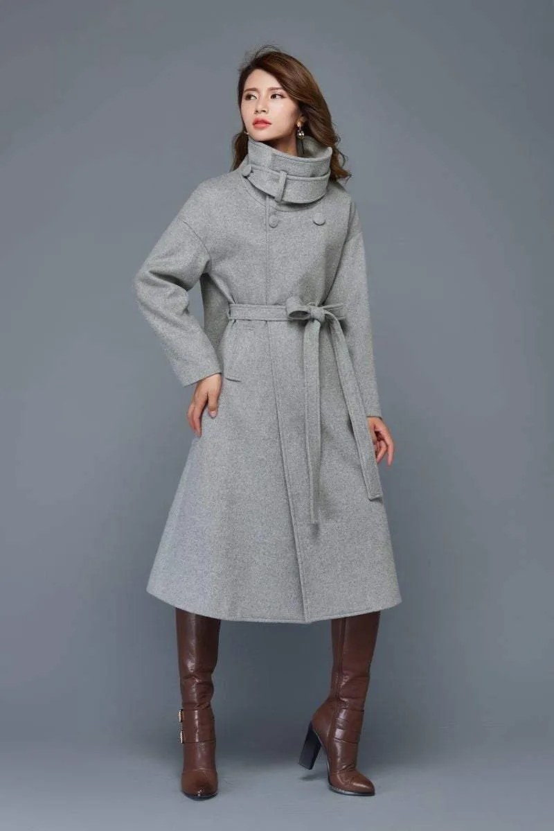 Black wool coat, Long coat, Warm winter coat, Belted coat, Womens coat, oversized coat, Loose coat, Plus size coat, black coat C1332