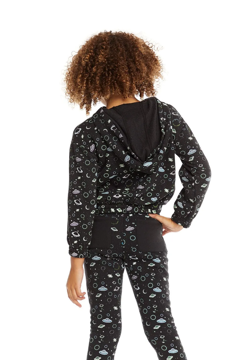 Chaser Neon Space Long Sleeve Pullover Hoodie in Licorice