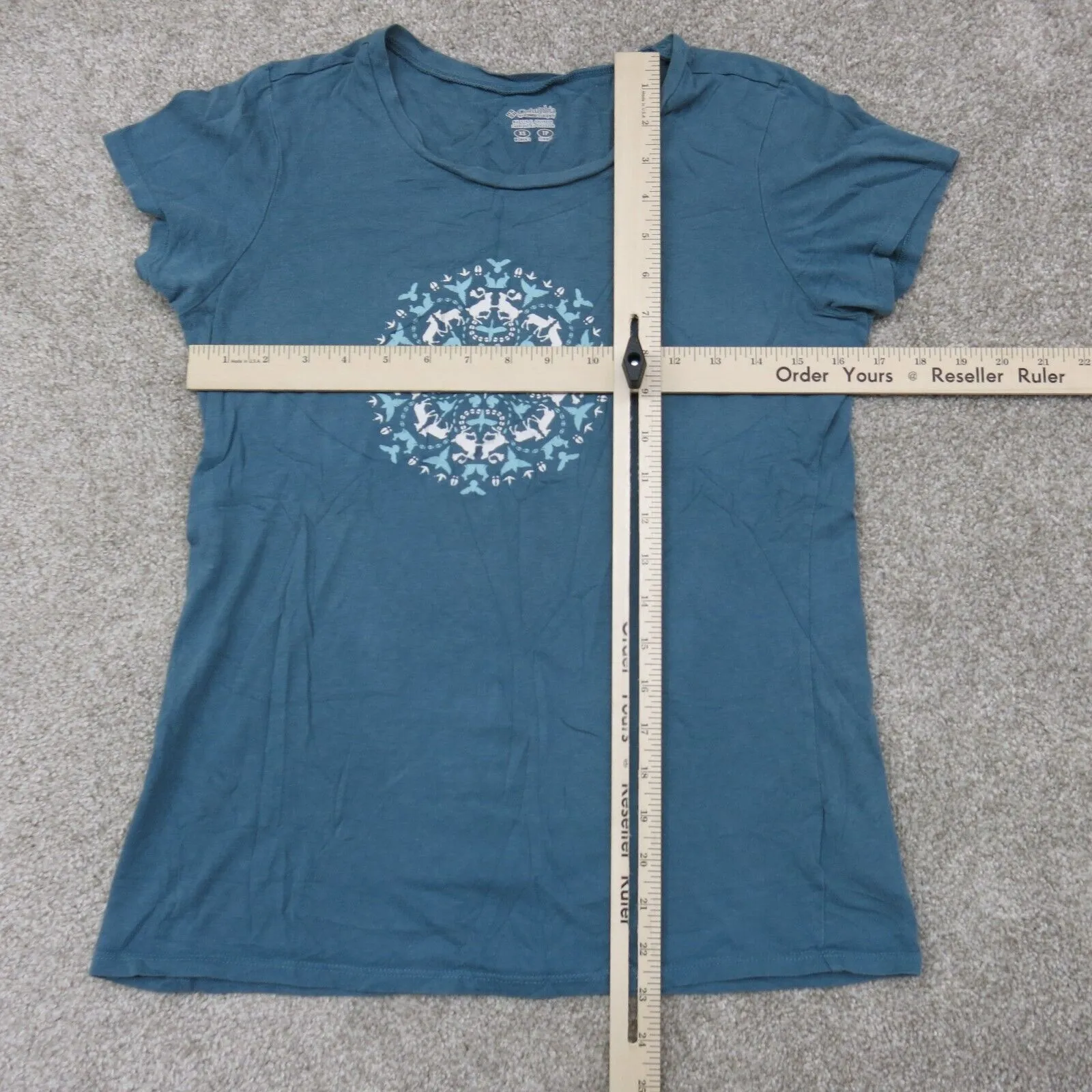 Columbia Womens Pullover T-Shirt Top Short Sleeves Crew Green Size X Small