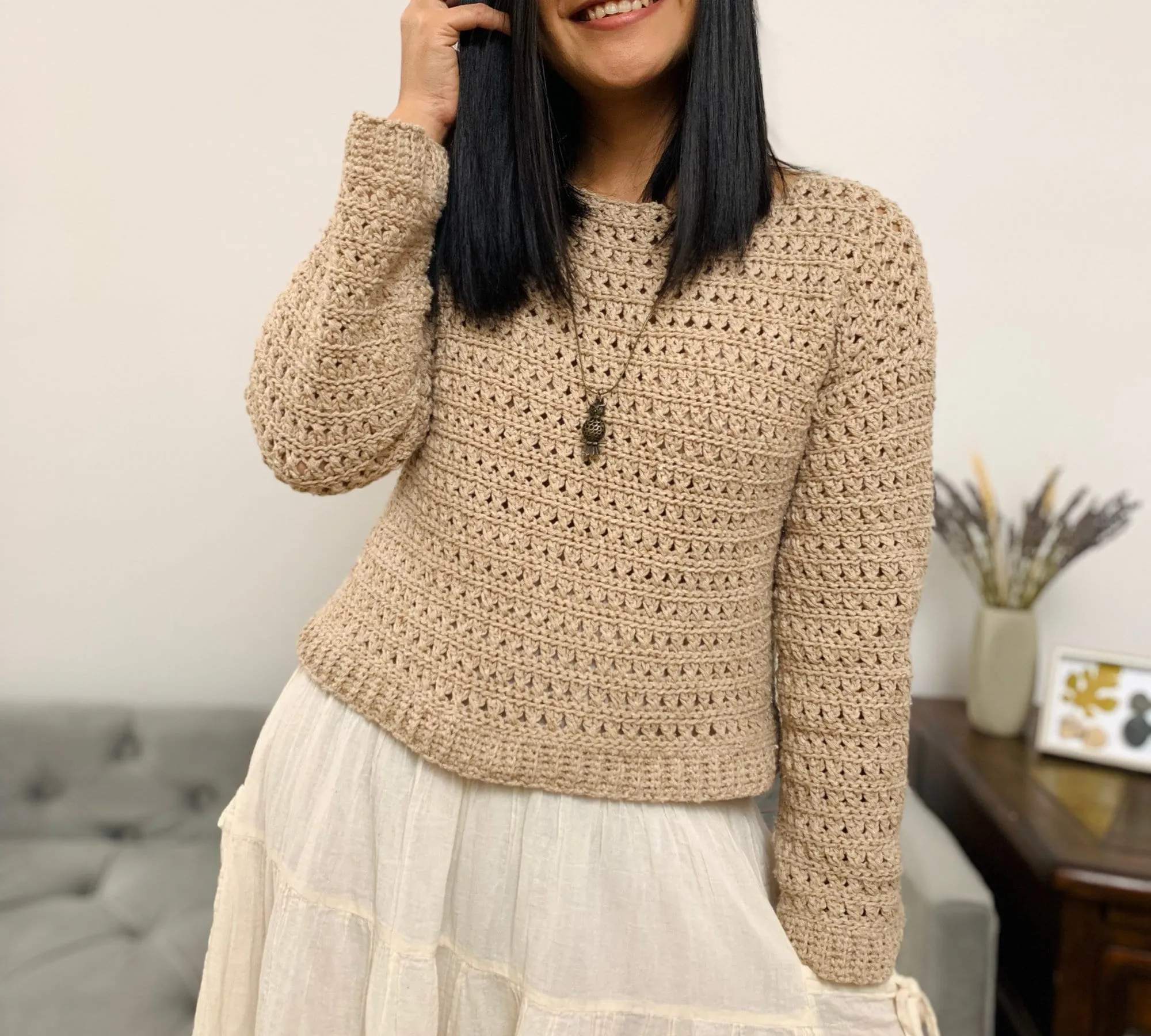 Crisscross stitch Crochet Sweater Pattern PDF Digital / Printable and Video tutorial. Includes women's sizes XS-XXL, easy crochet pattern