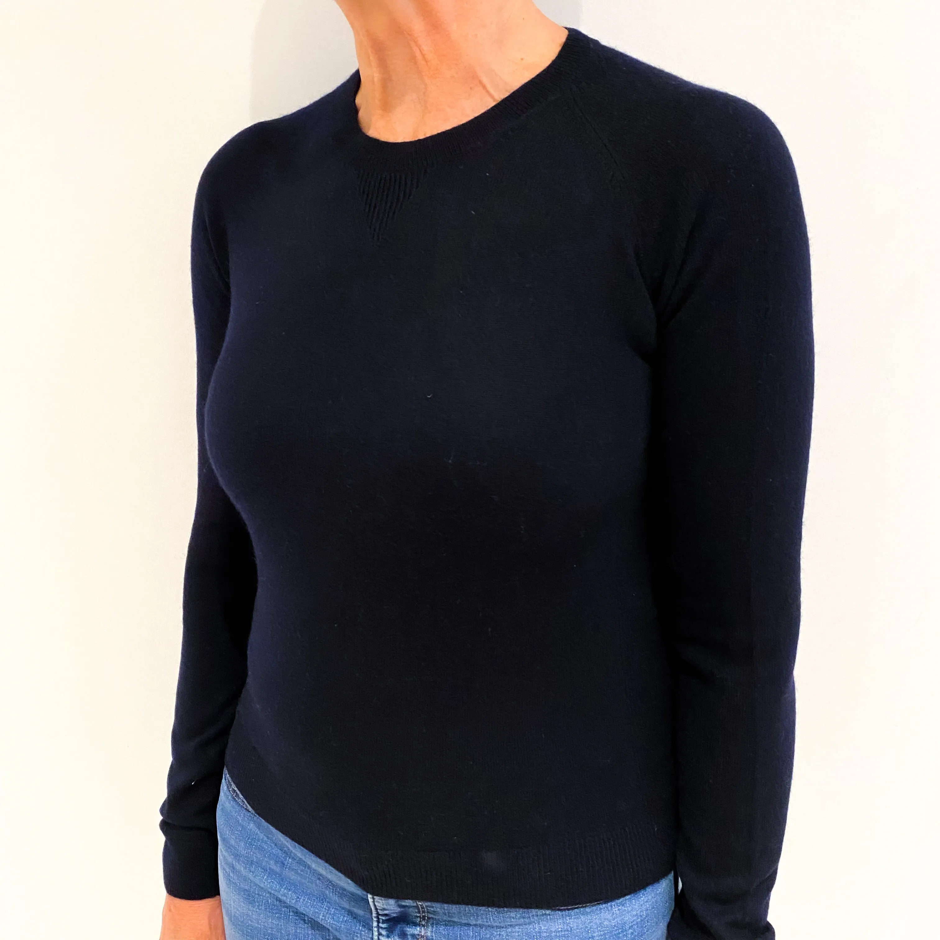 Darkest Navy Cashmere Crew Neck Jumper Medium