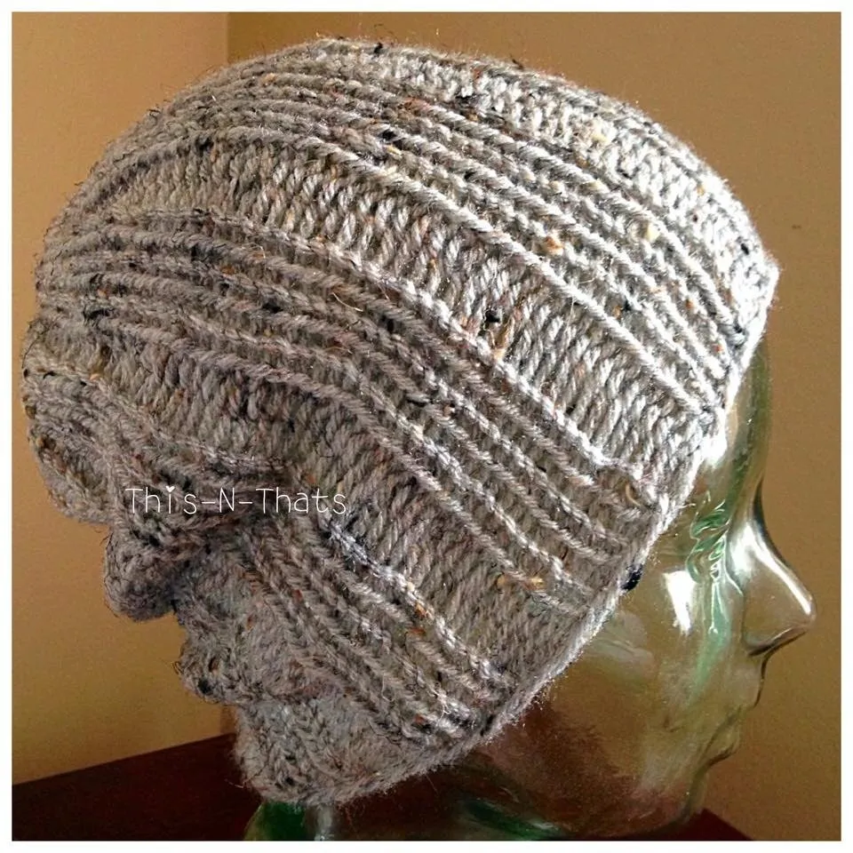 Easy Rib Stitch Hat Pattern for Men Women Slouchy Beanie Skull Cap Brimless