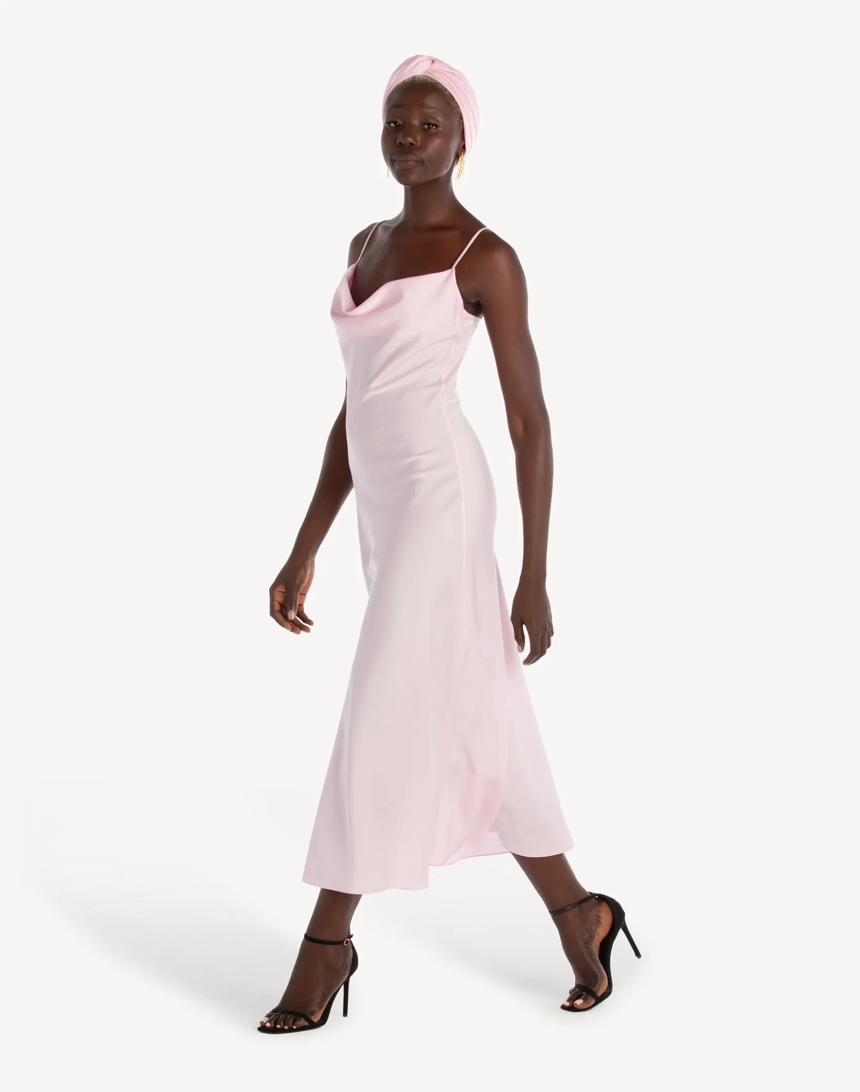 Essentials Satin Cowl-Neck Slip Dress