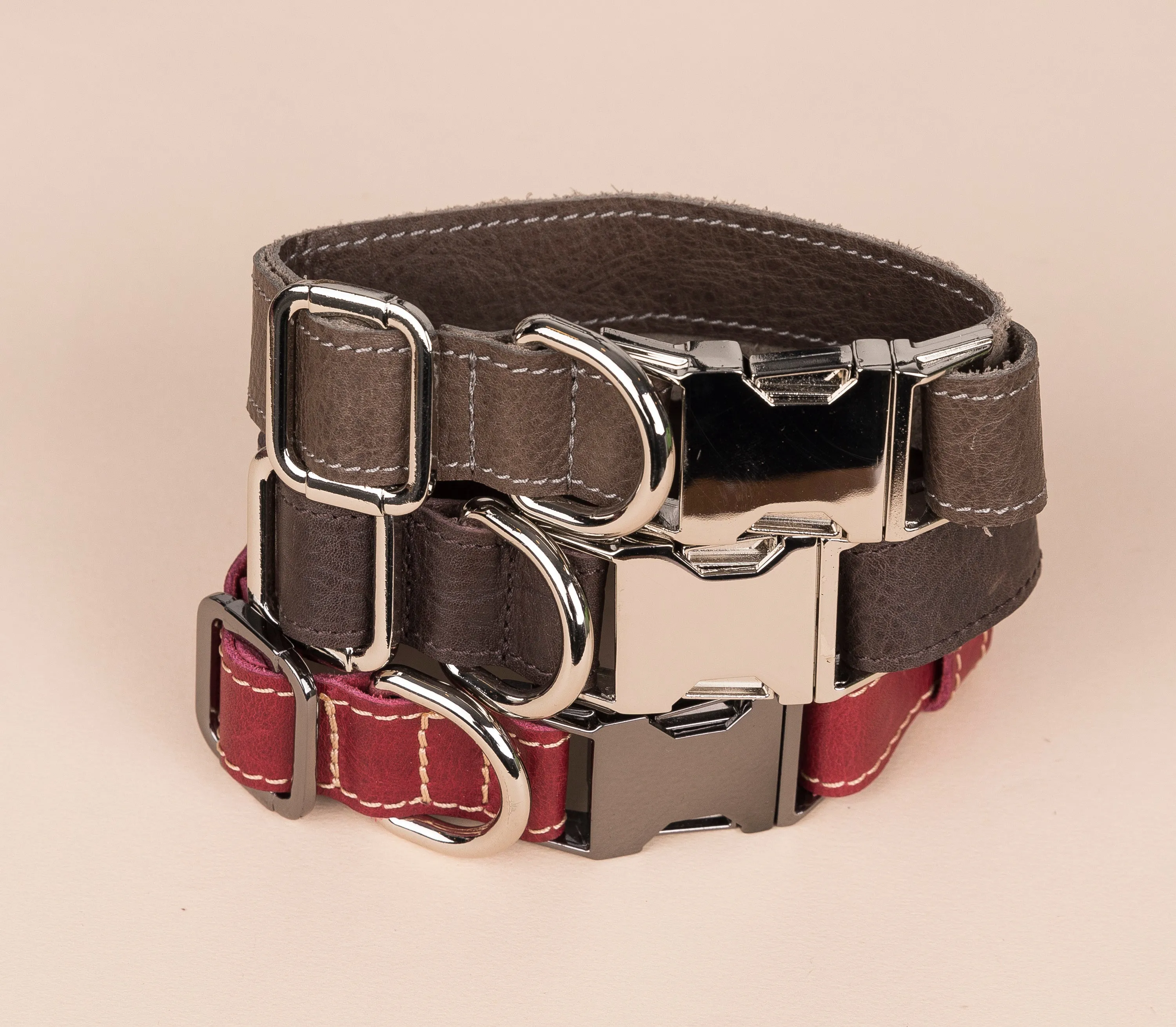 Genuine Leather Adjustable Strong Dog Collar