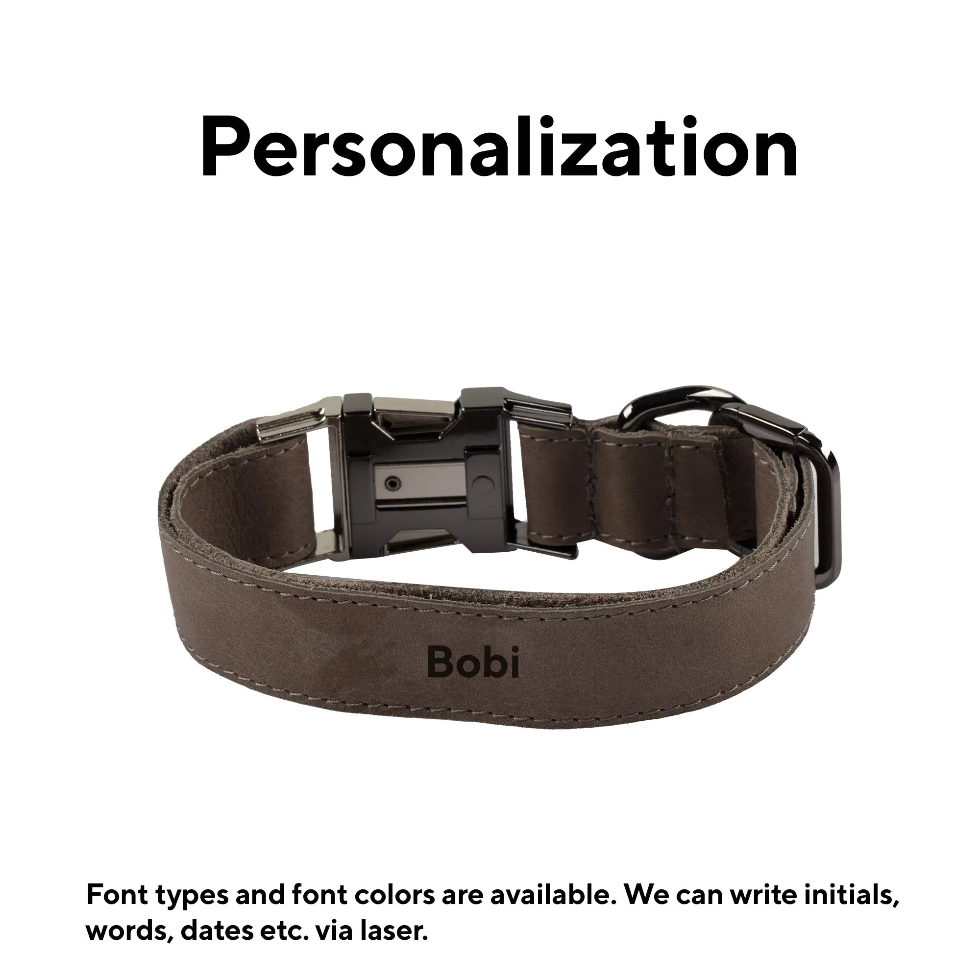 Genuine Leather Adjustable Strong Dog Collar