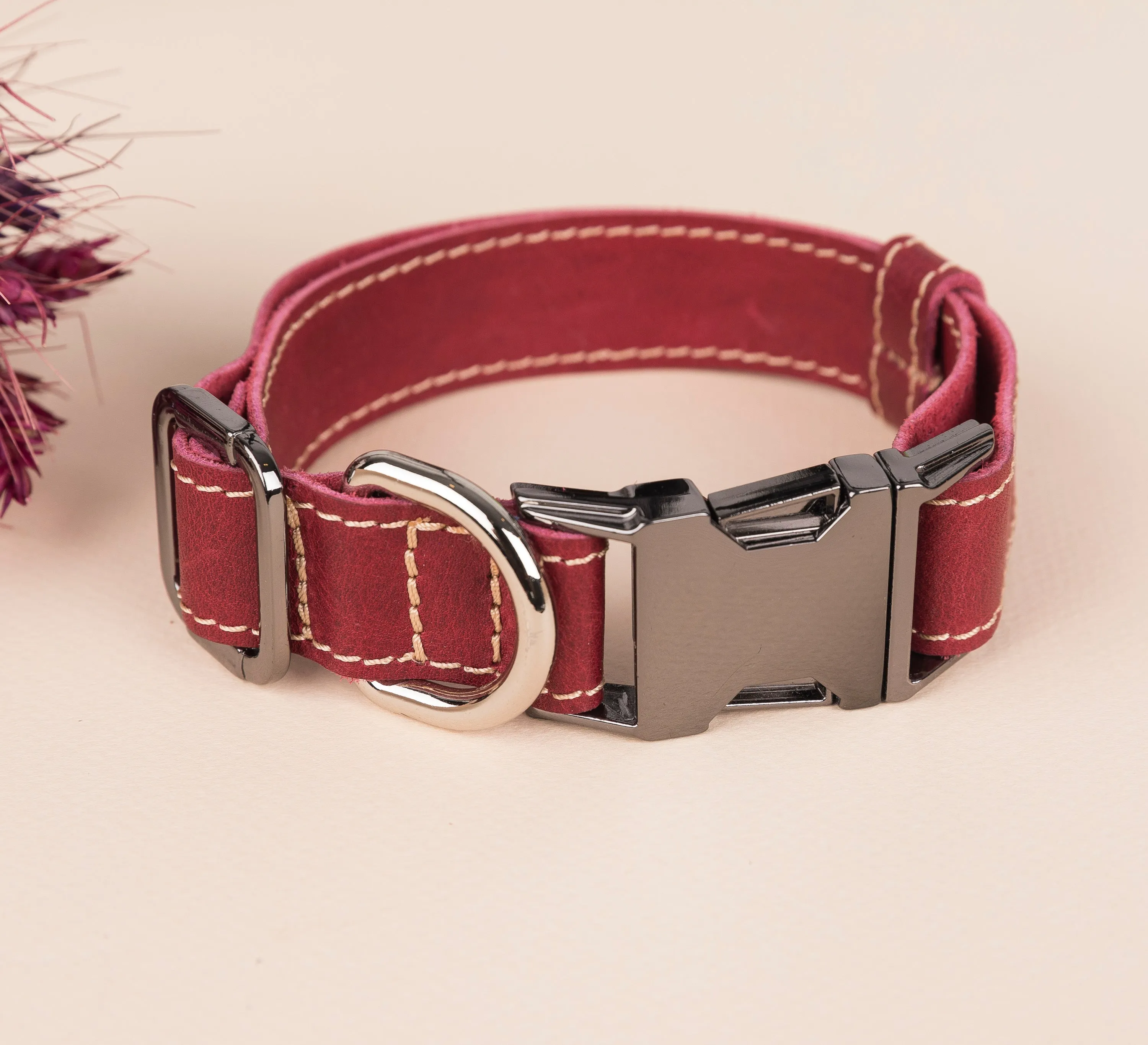 Genuine Leather Adjustable Strong Dog Collar