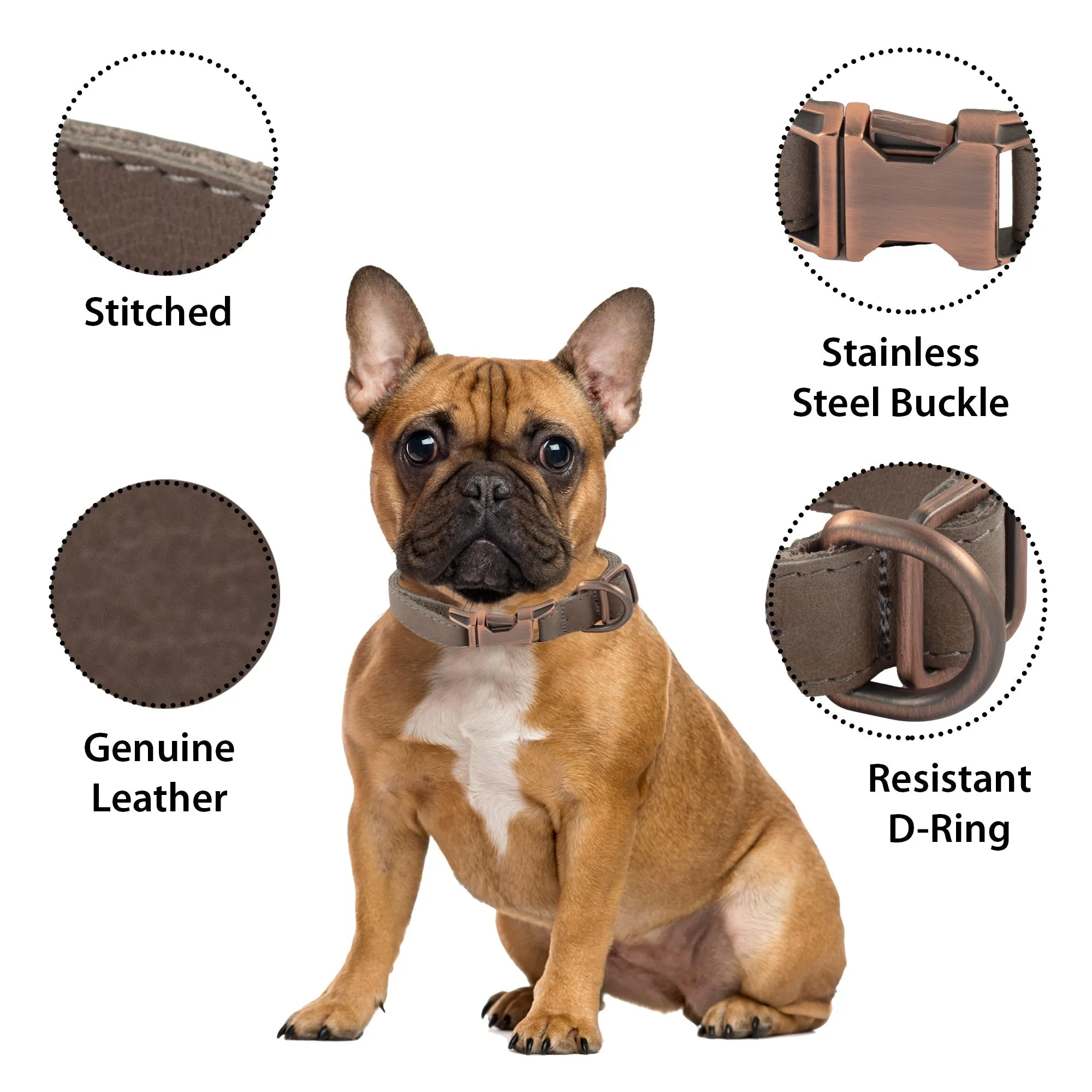 Genuine Leather Adjustable Strong Dog Collar
