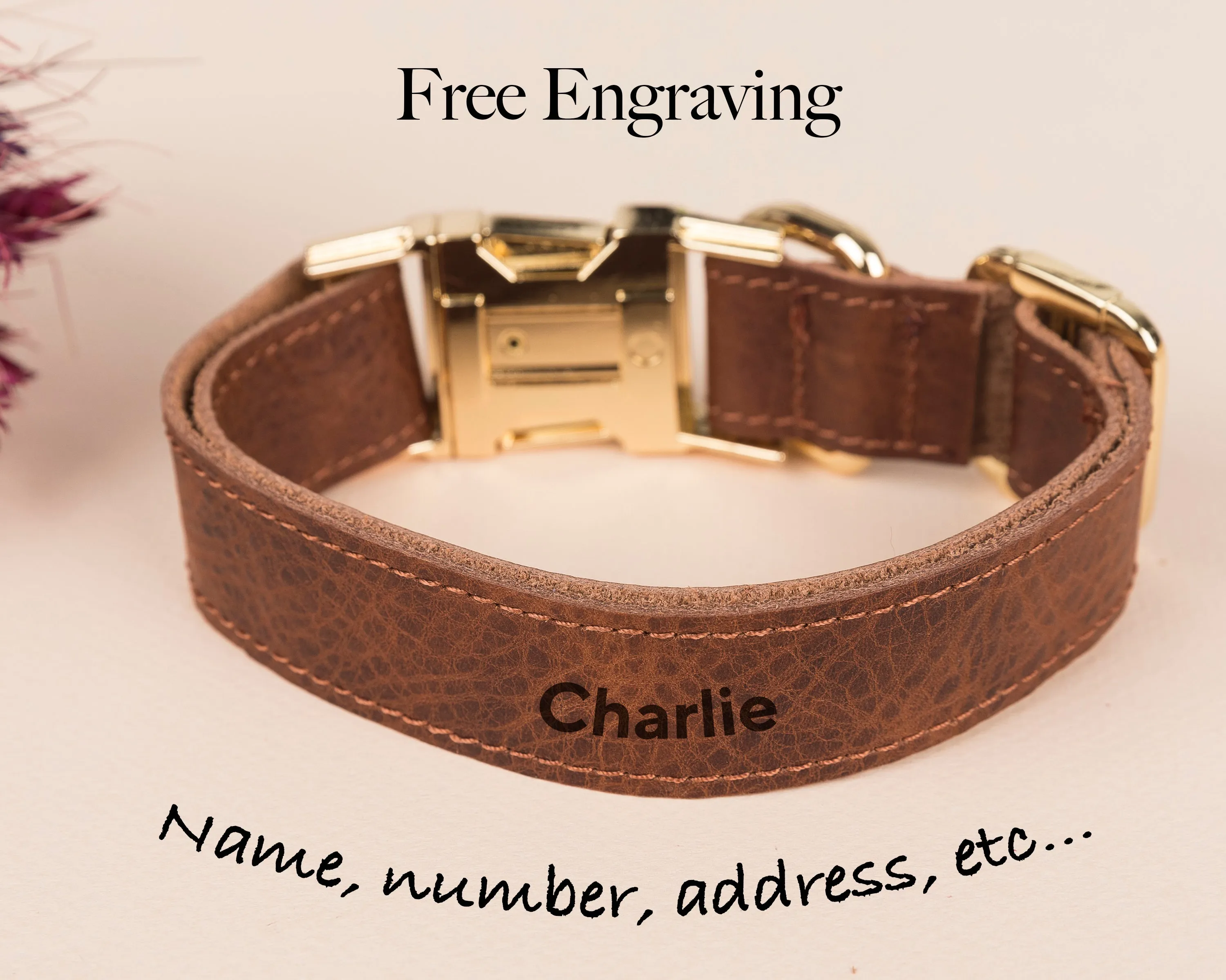 Genuine Leather Adjustable Strong Dog Collar