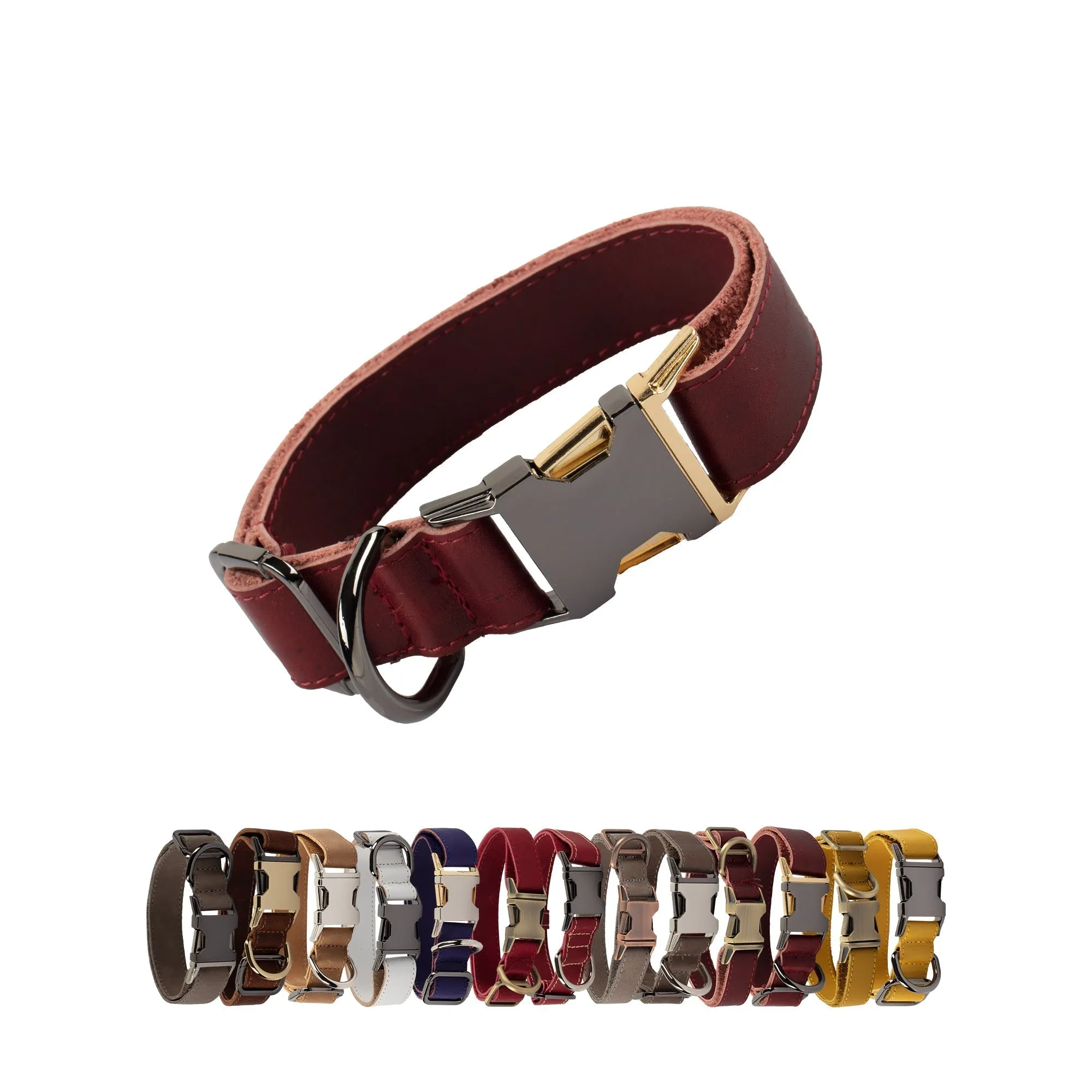 Genuine Leather Adjustable Strong Dog Collar