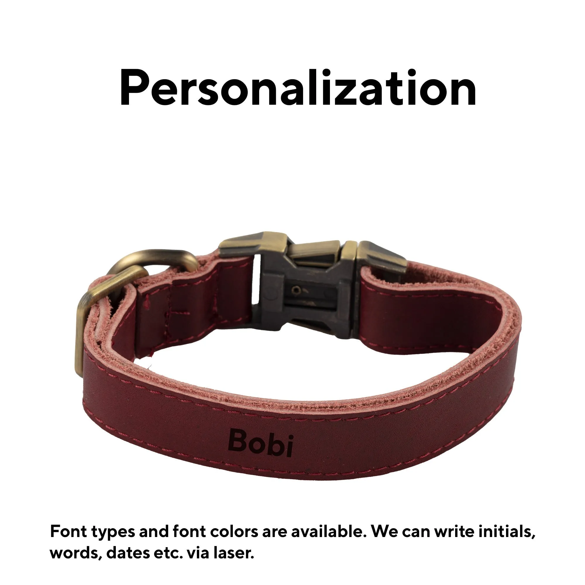 Genuine Leather Adjustable Strong Dog Collar