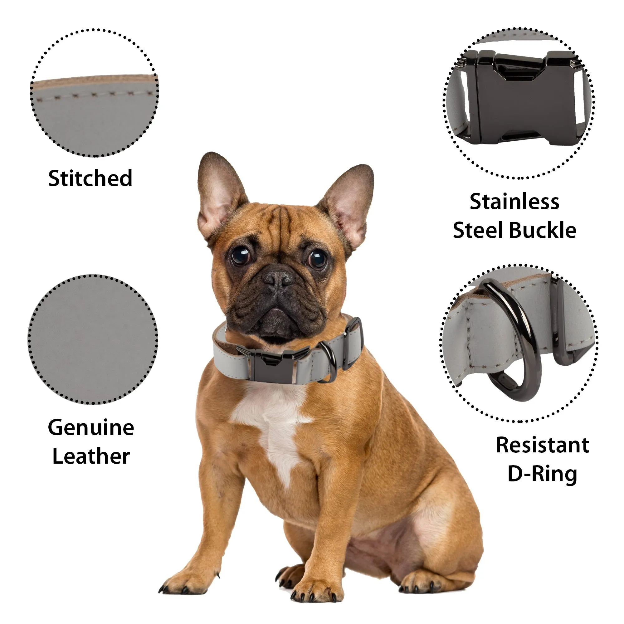 Genuine Leather Adjustable Strong Dog Collar