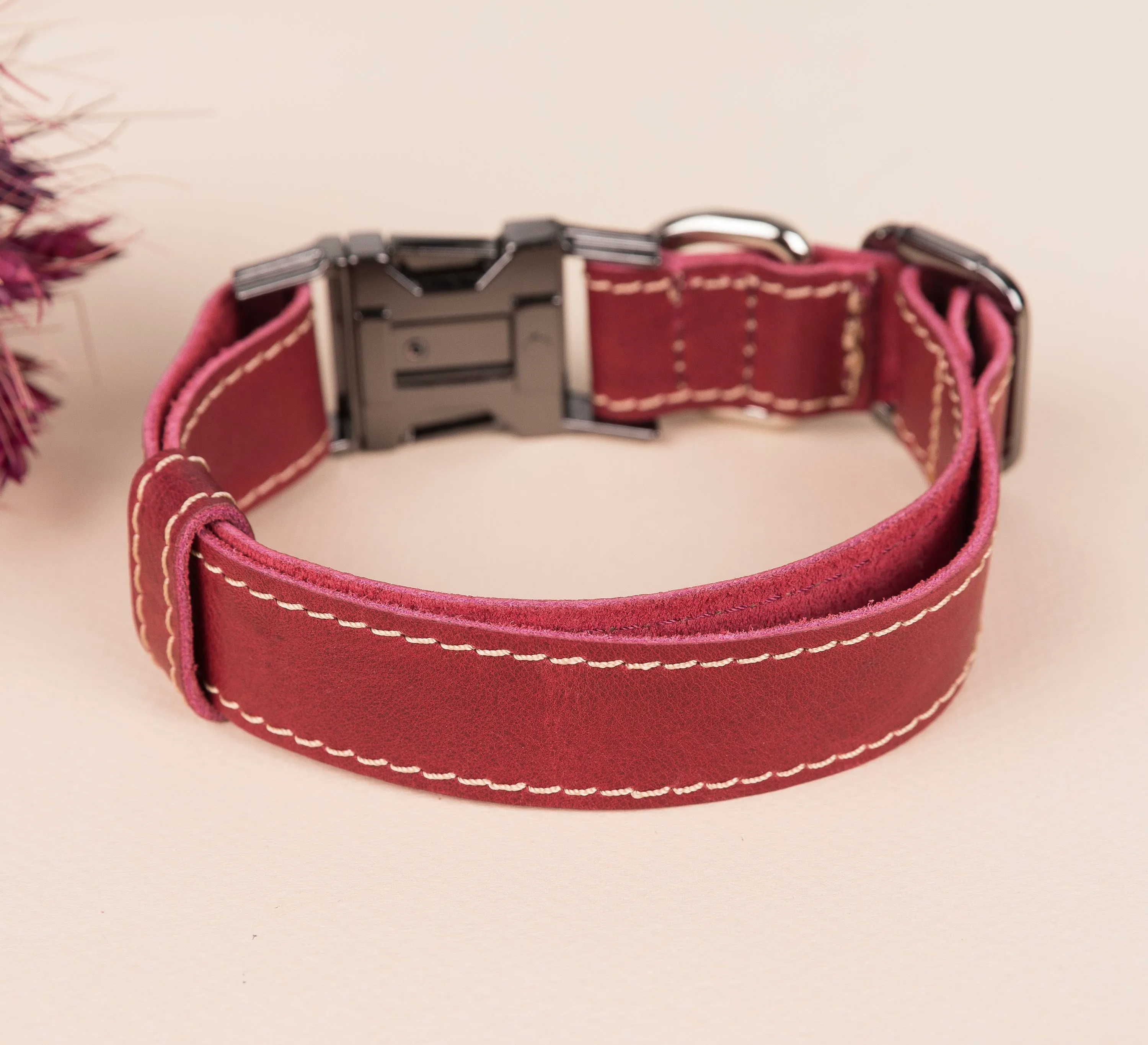 Genuine Leather Adjustable Strong Dog Collar