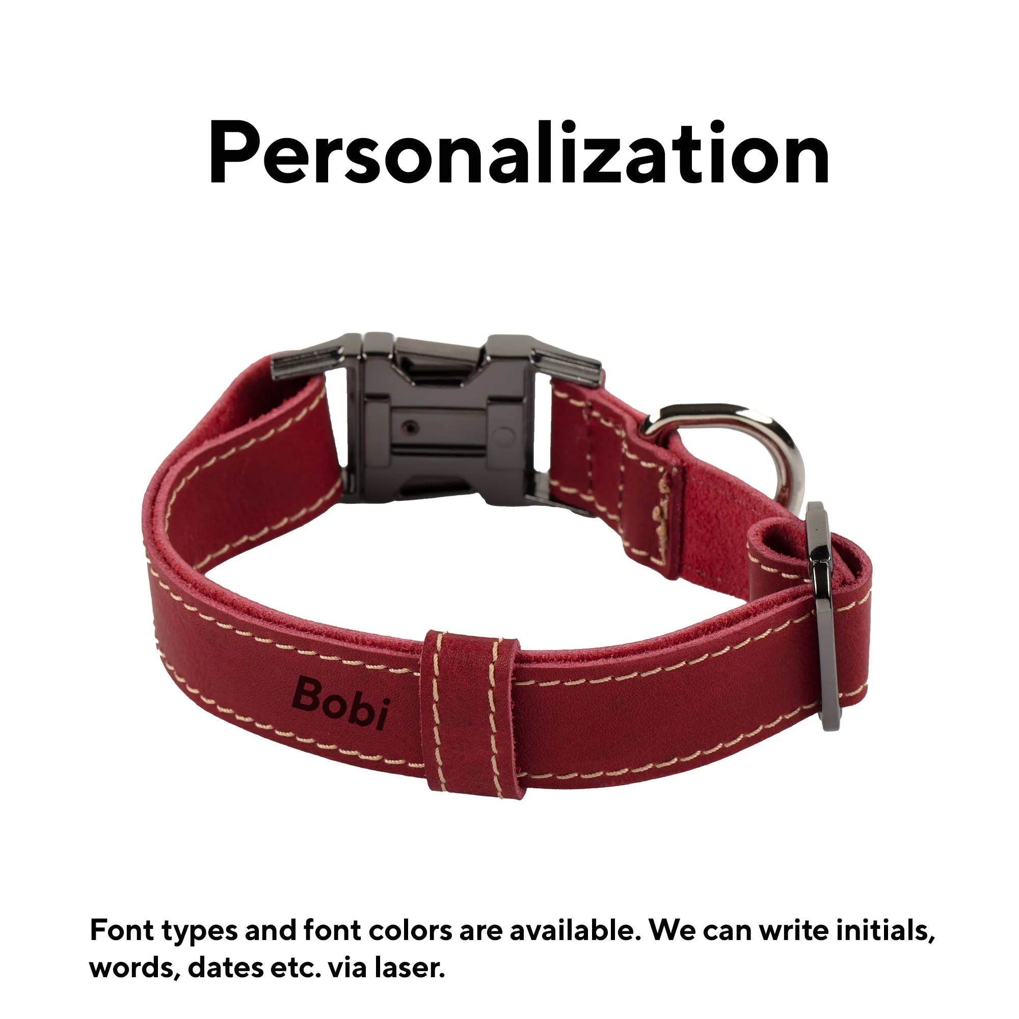 Genuine Leather Adjustable Strong Dog Collar