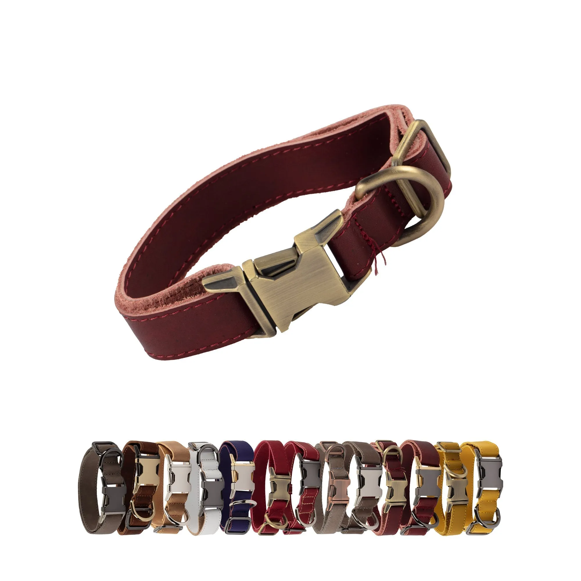 Genuine Leather Adjustable Strong Dog Collar