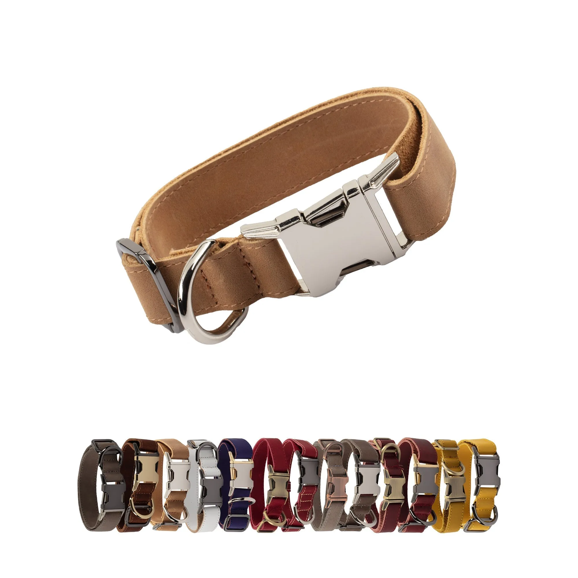 Genuine Leather Adjustable Strong Dog Collar