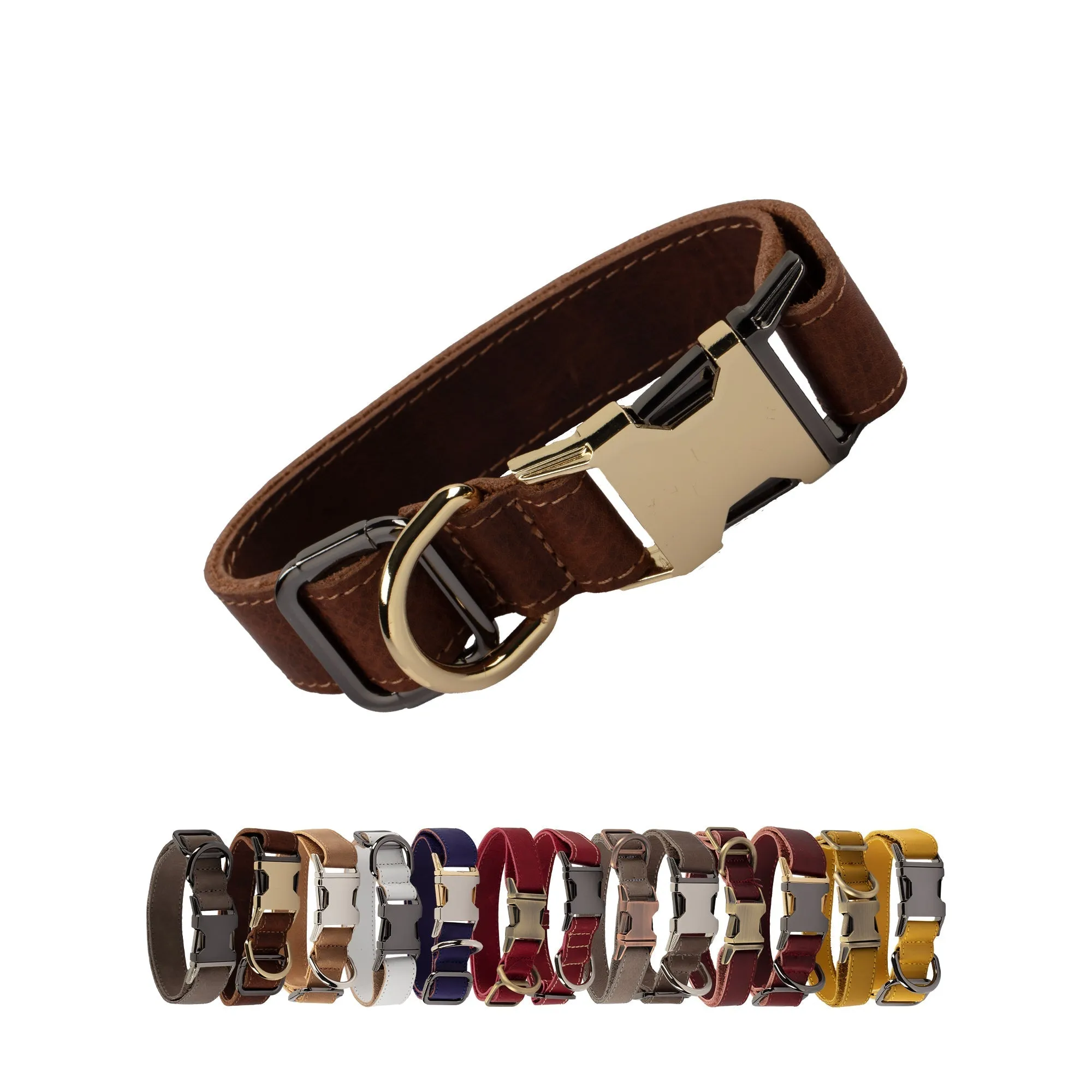 Genuine Leather Adjustable Strong Dog Collar