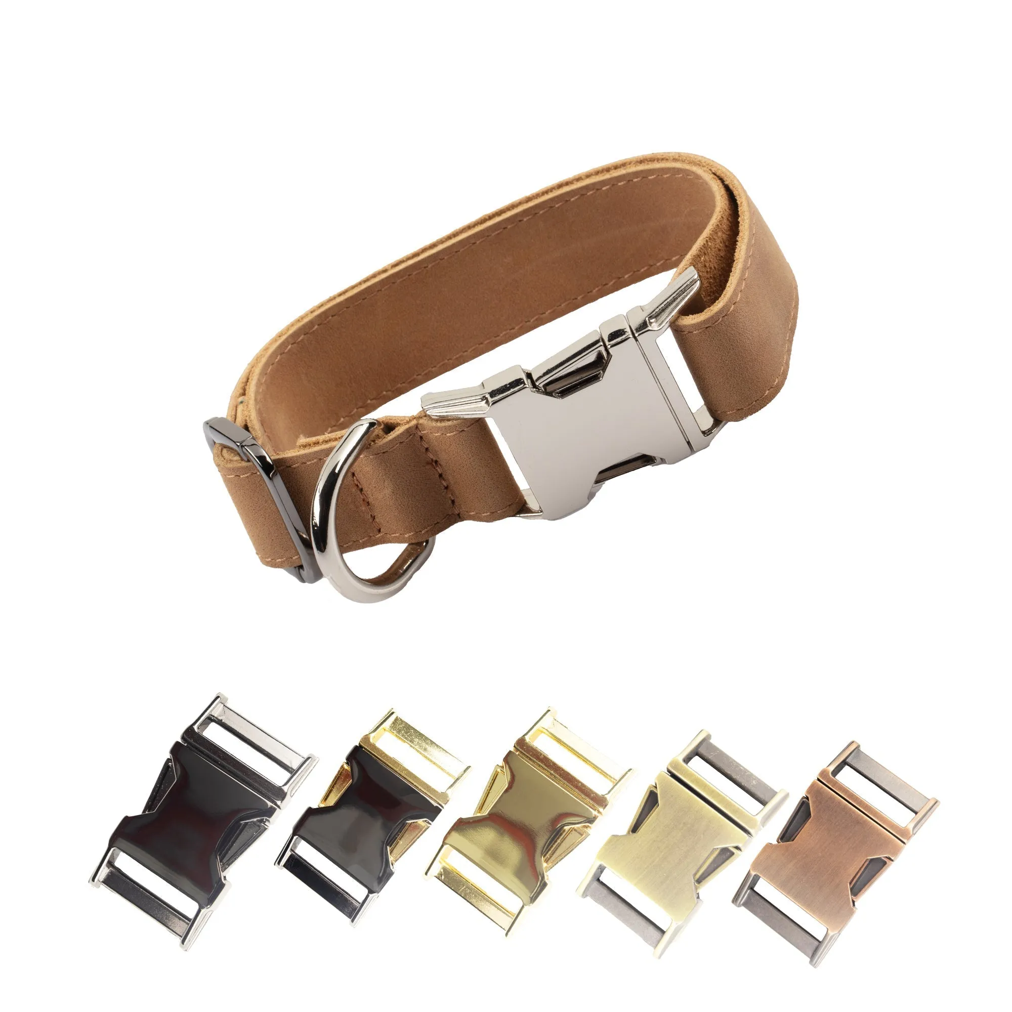 Genuine Leather Adjustable Strong Dog Collar