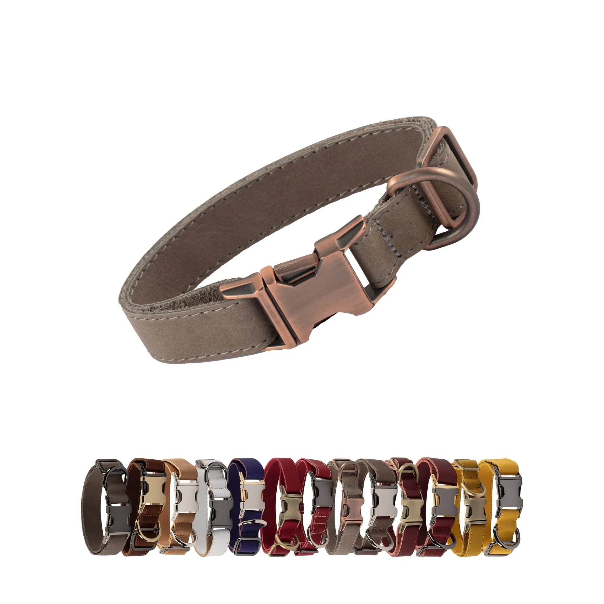Genuine Leather Adjustable Strong Dog Collar