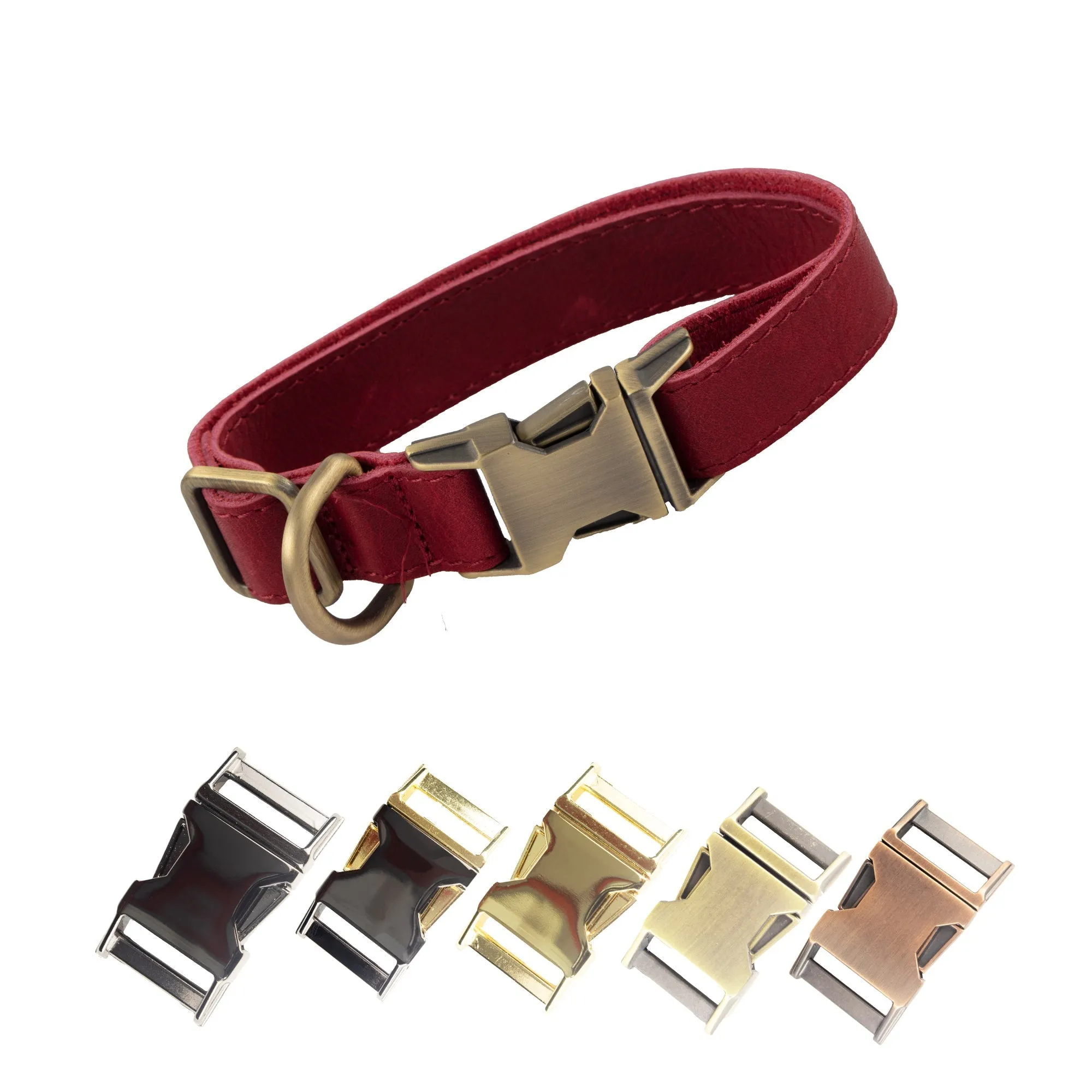 Genuine Leather Adjustable Strong Dog Collar
