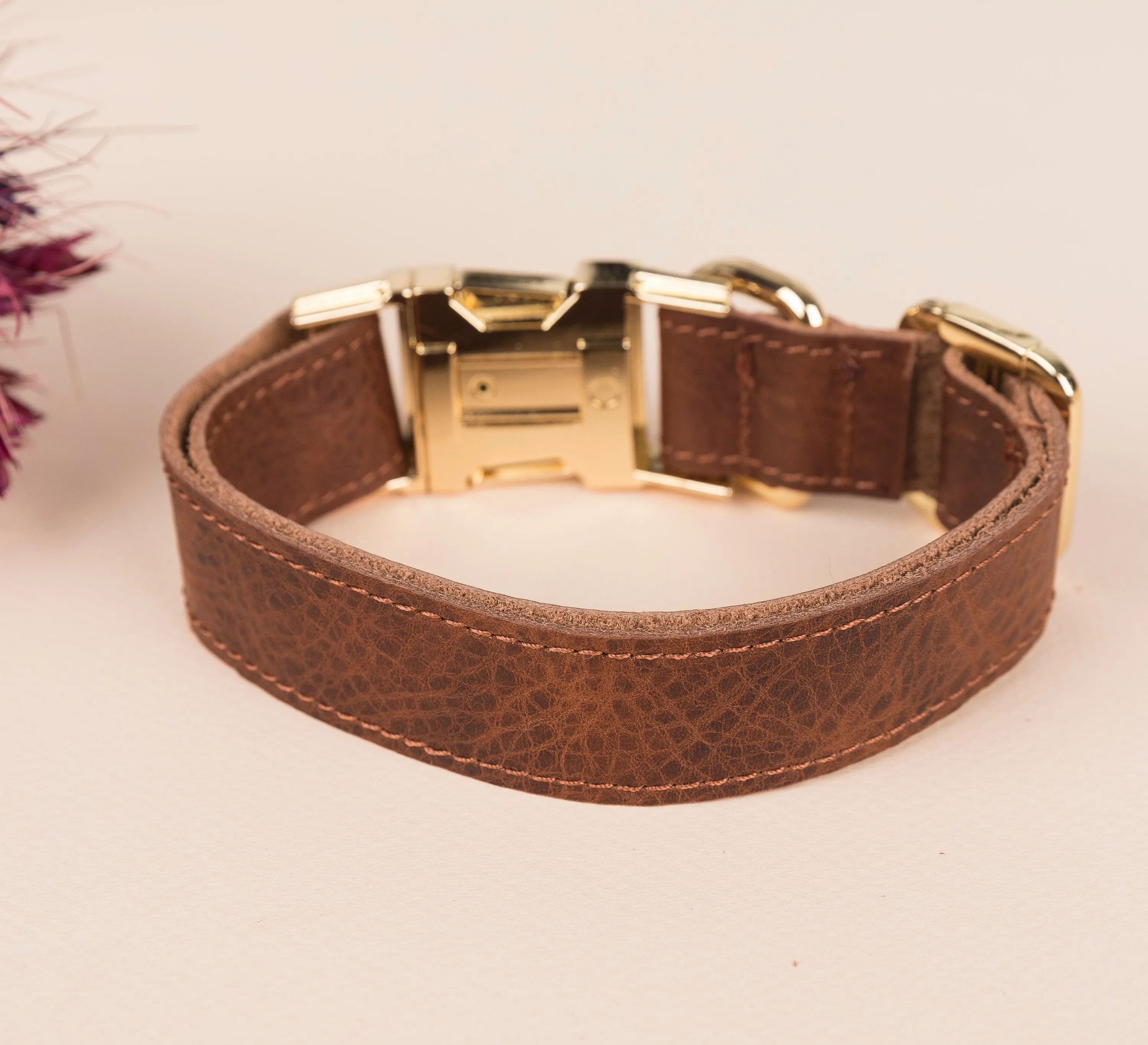 Genuine Leather Adjustable Strong Dog Collar