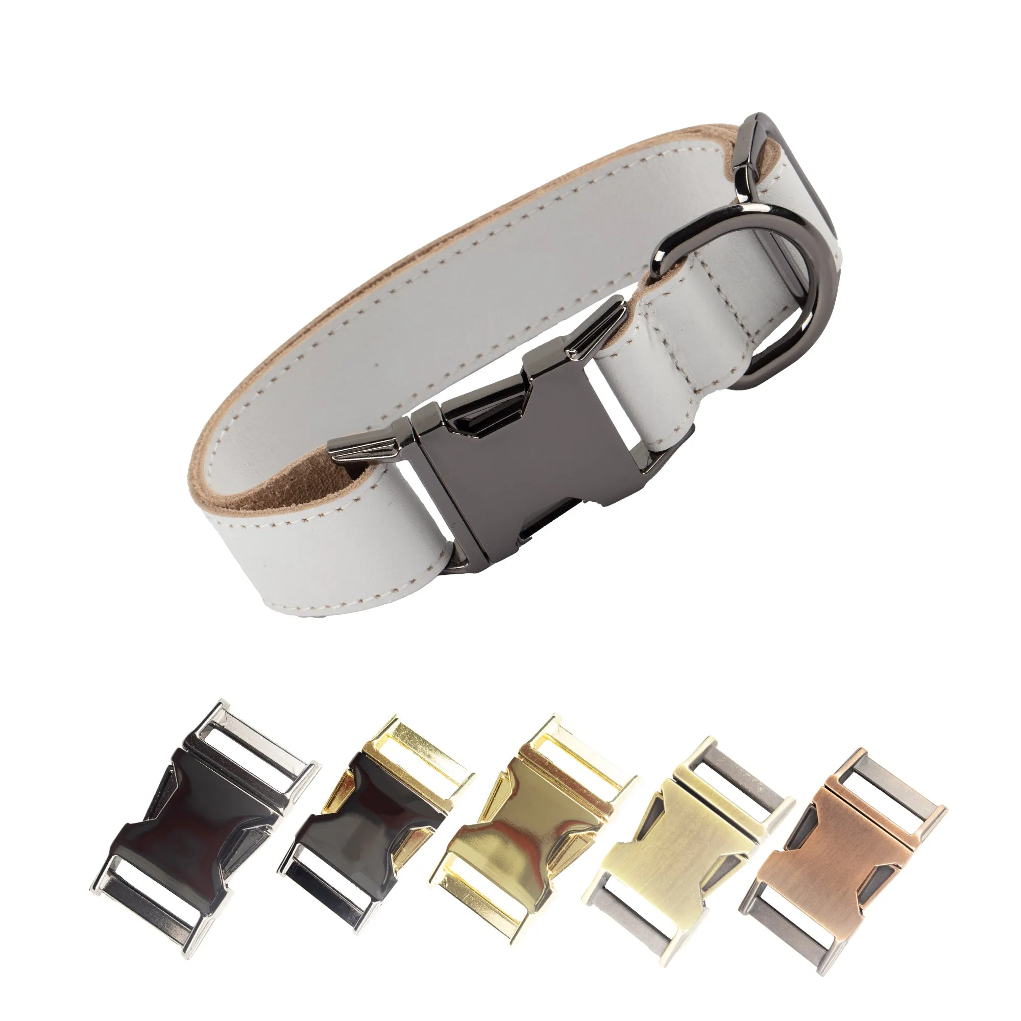 Genuine Leather Adjustable Strong Dog Collar