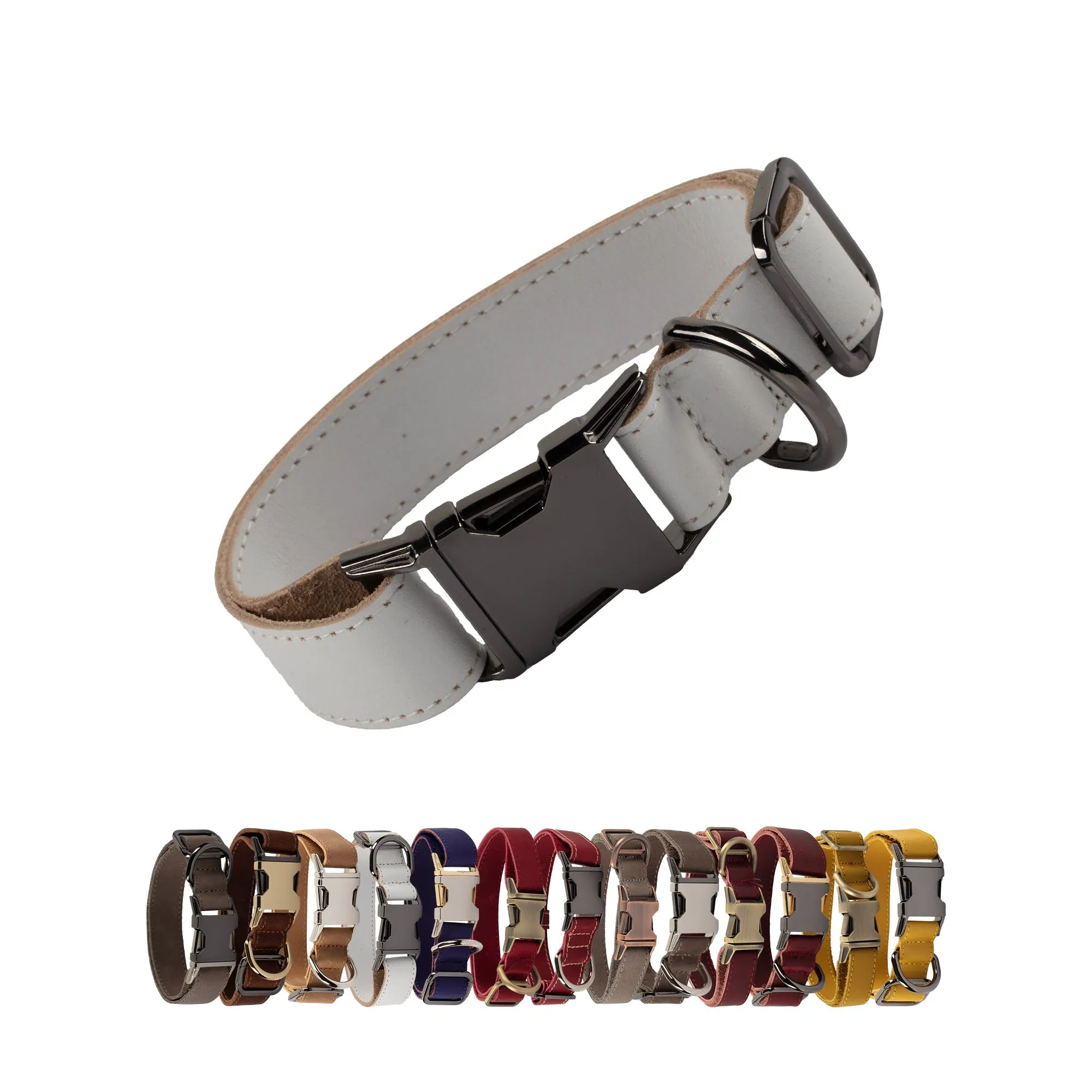 Genuine Leather Adjustable Strong Dog Collar