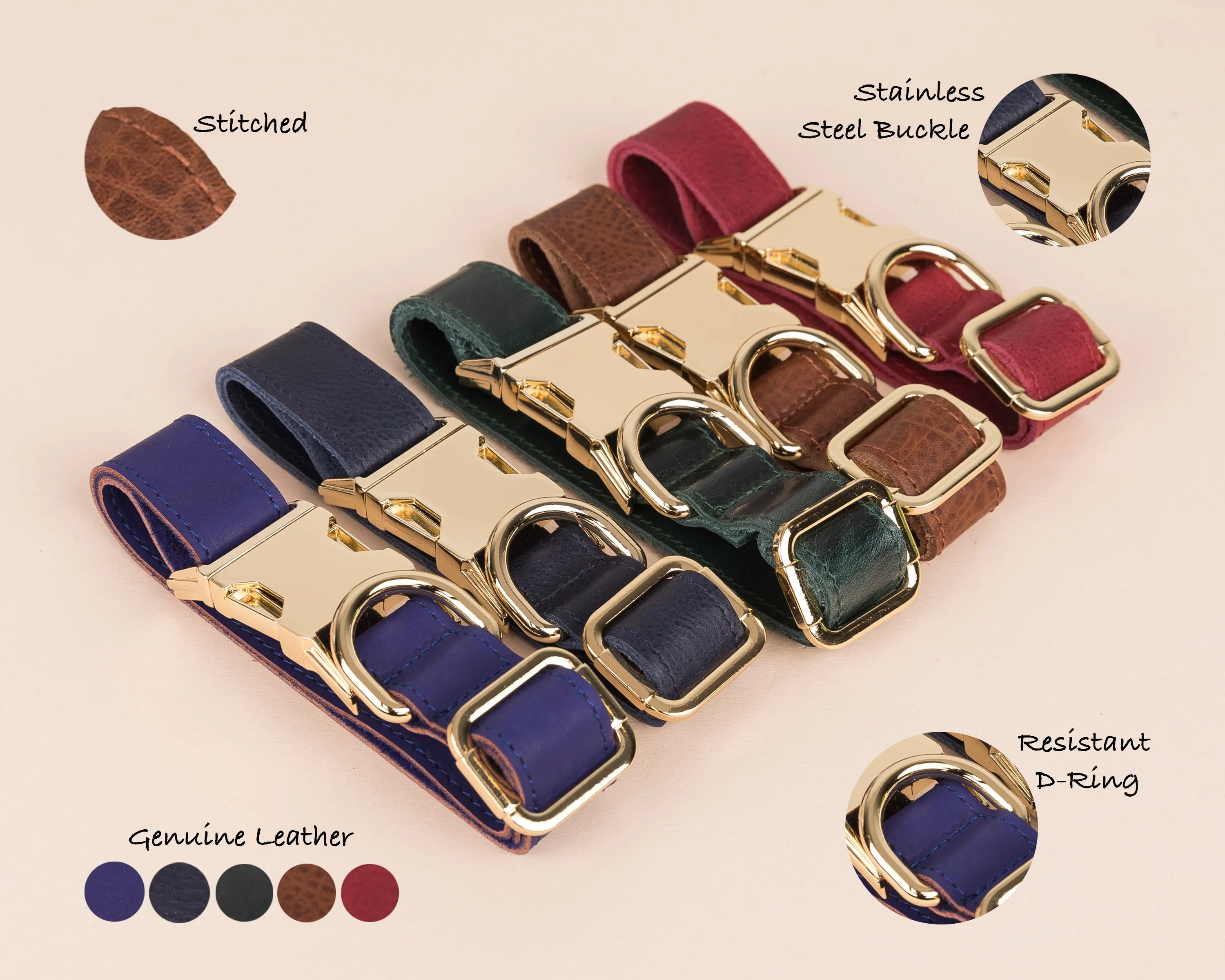 Genuine Leather Adjustable Strong Dog Collar