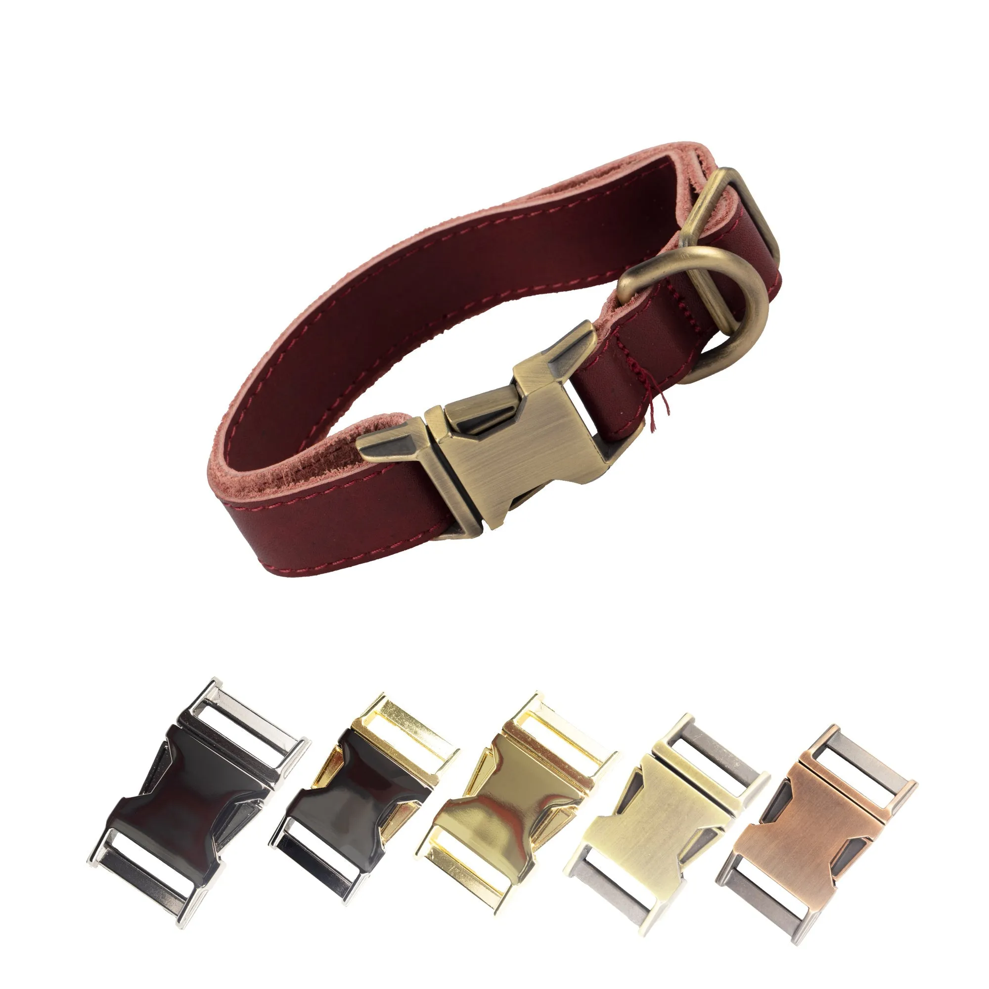 Genuine Leather Adjustable Strong Dog Collar