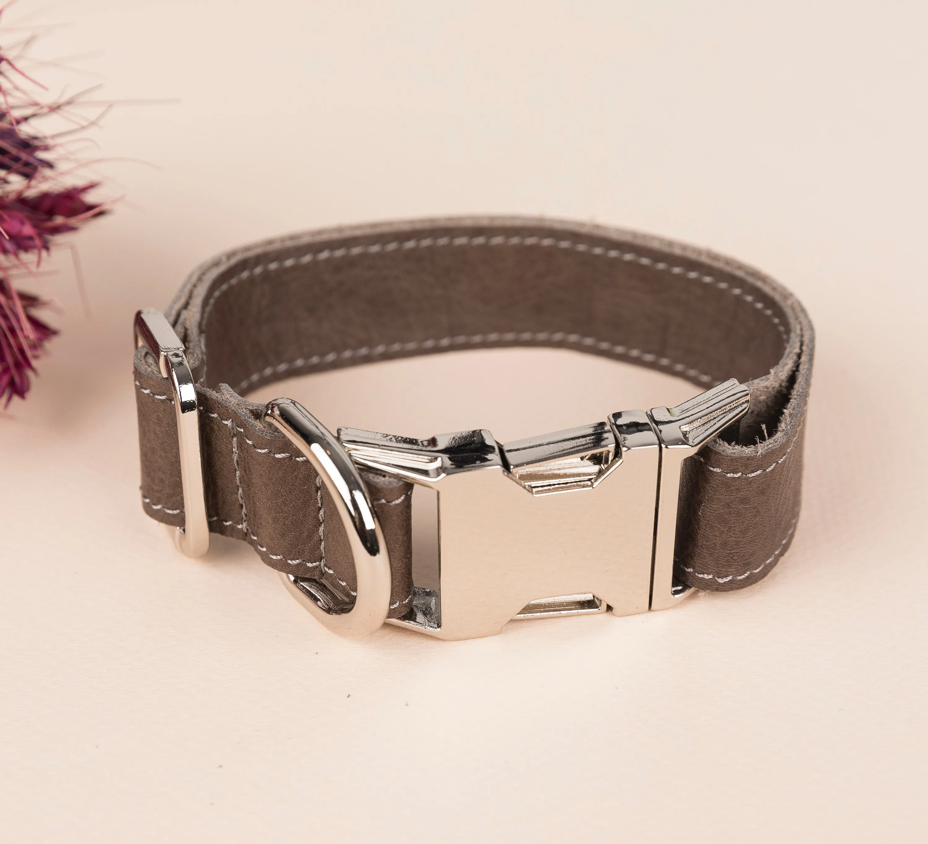 Genuine Leather Adjustable Strong Dog Collar