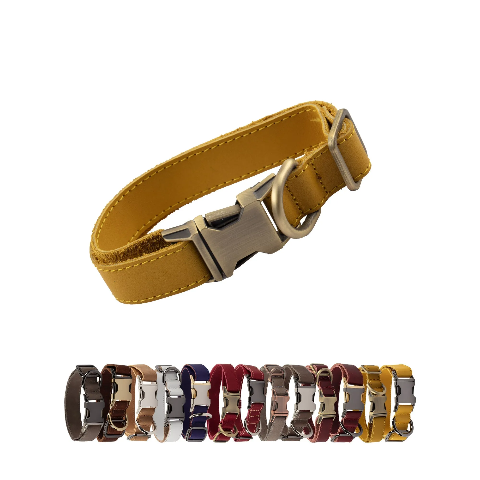 Genuine Leather Adjustable Strong Dog Collar