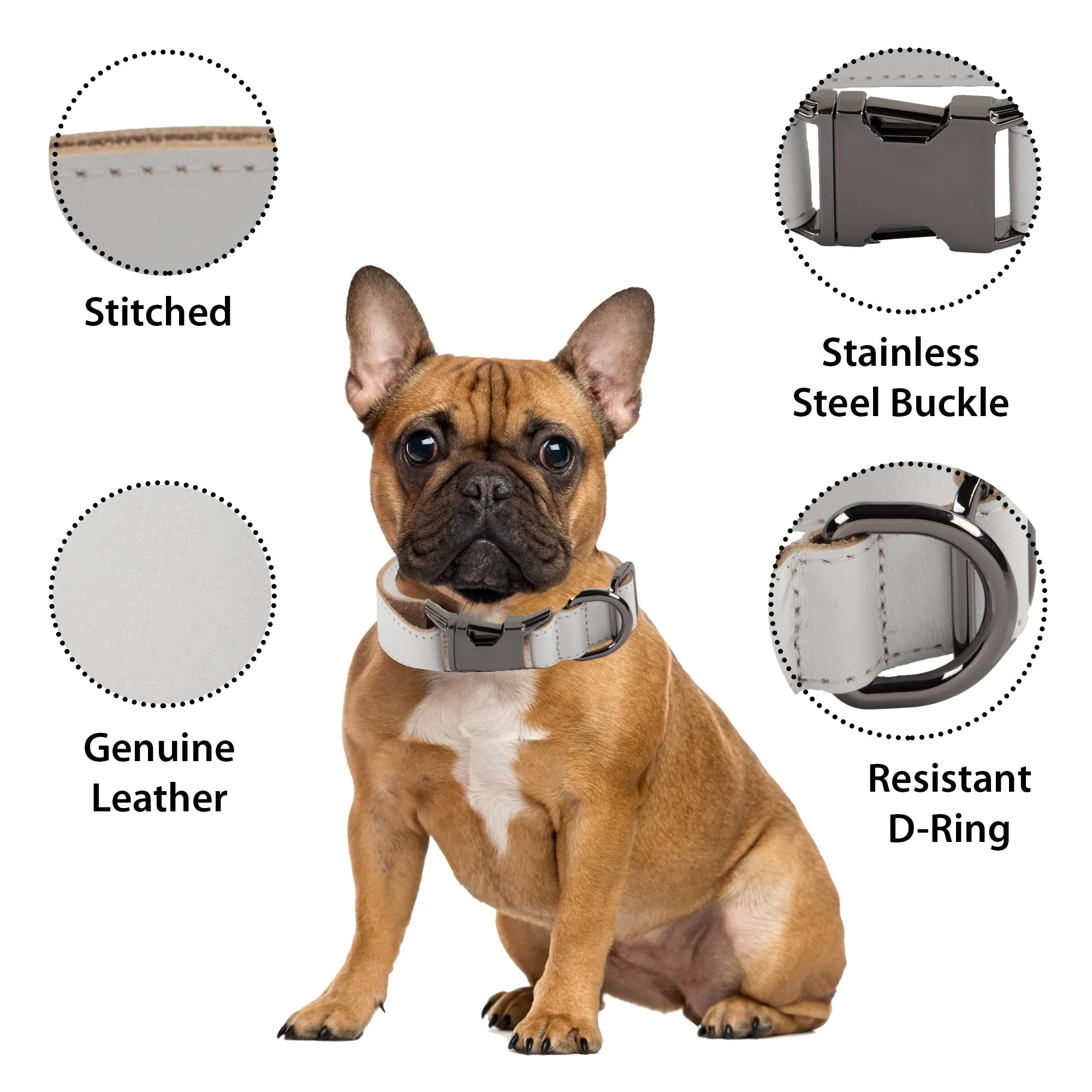 Genuine Leather Adjustable Strong Dog Collar
