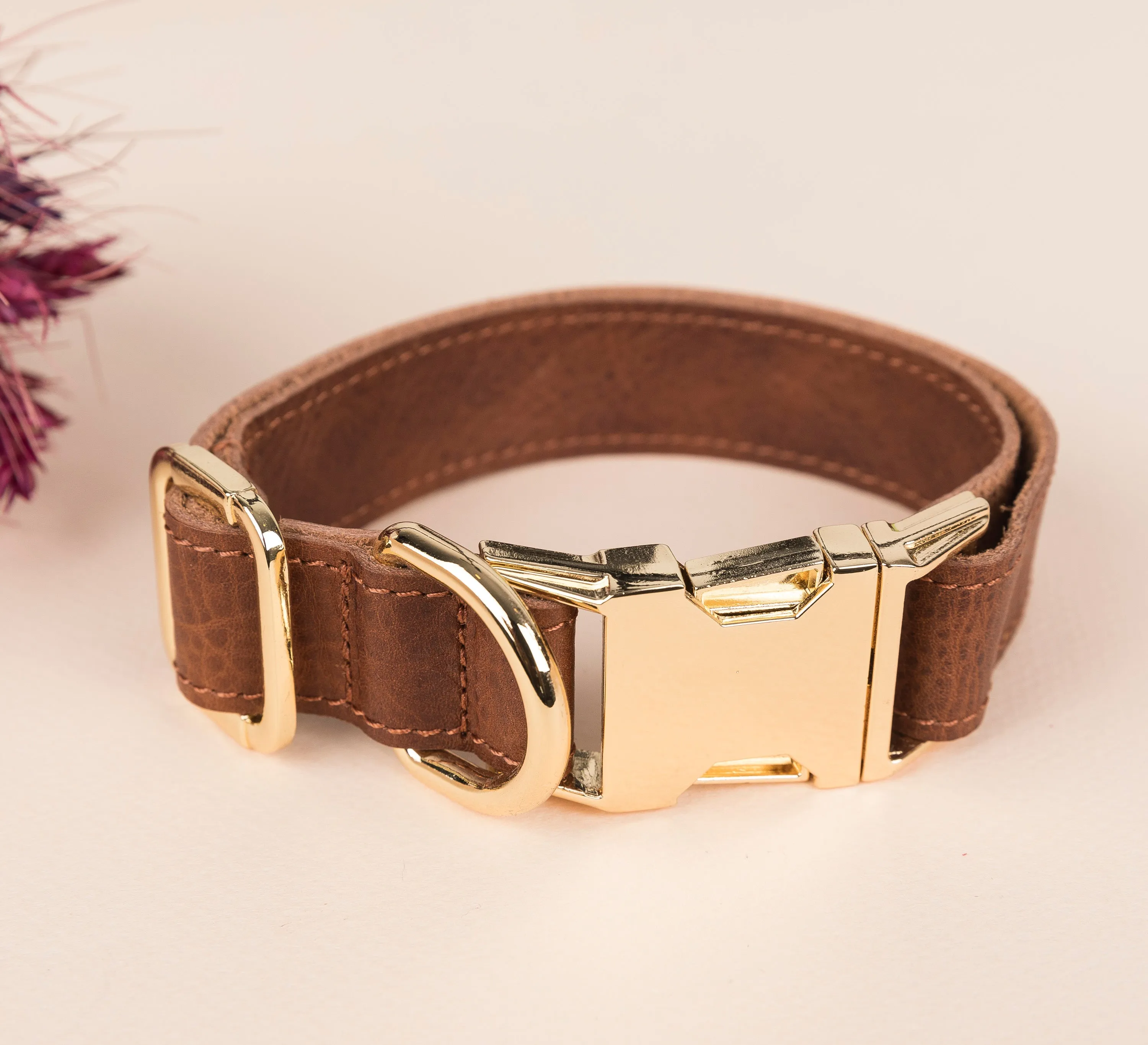 Genuine Leather Adjustable Strong Dog Collar
