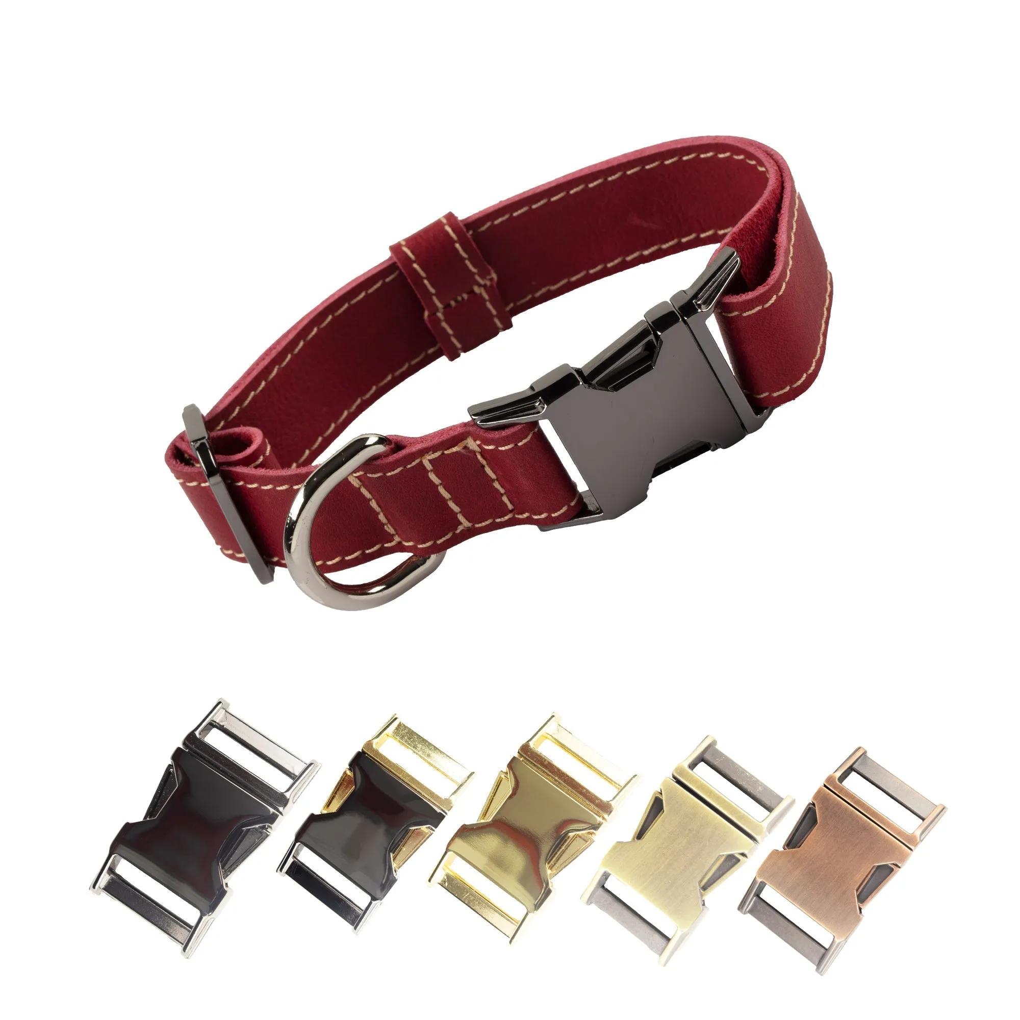 Genuine Leather Adjustable Strong Dog Collar