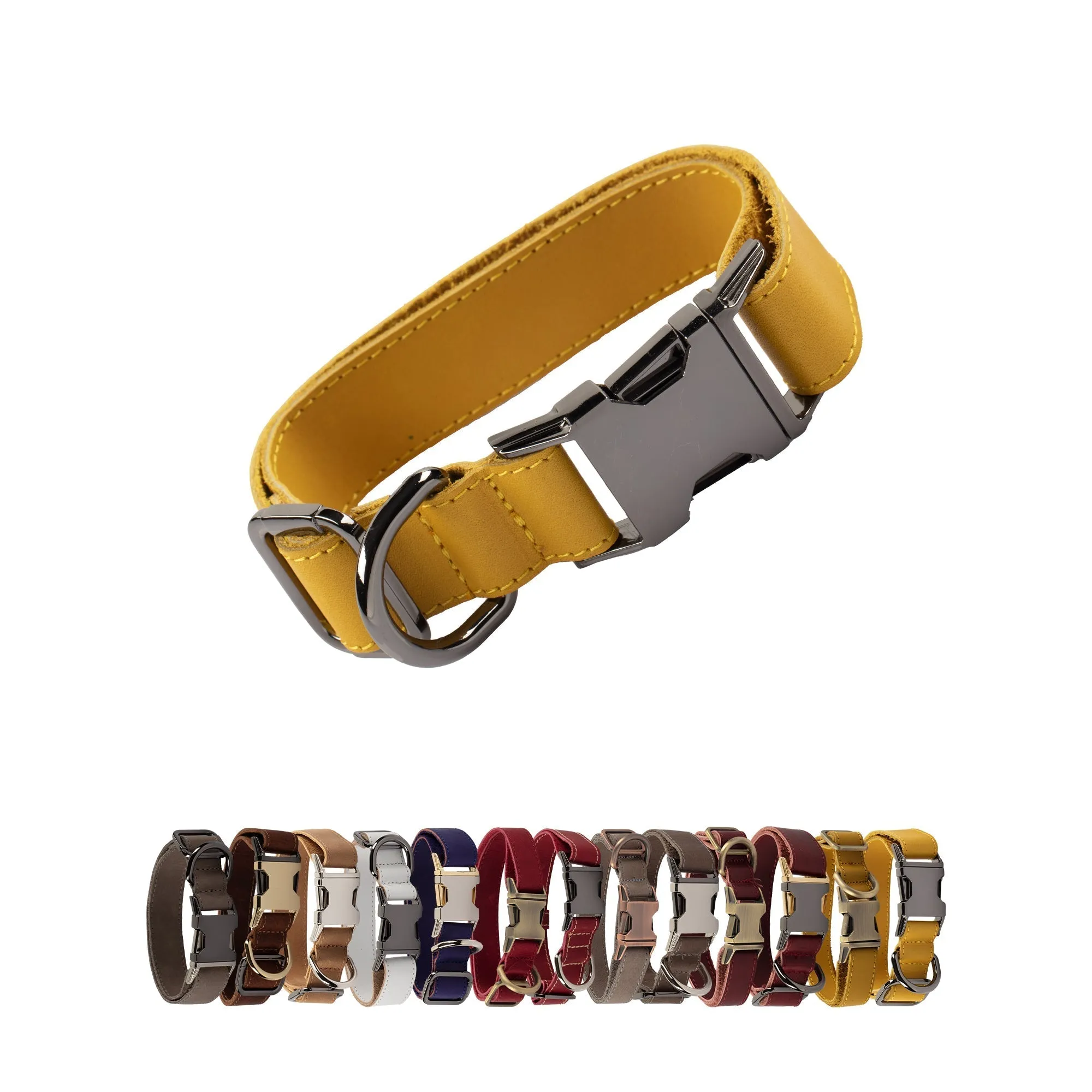Genuine Leather Adjustable Strong Dog Collar