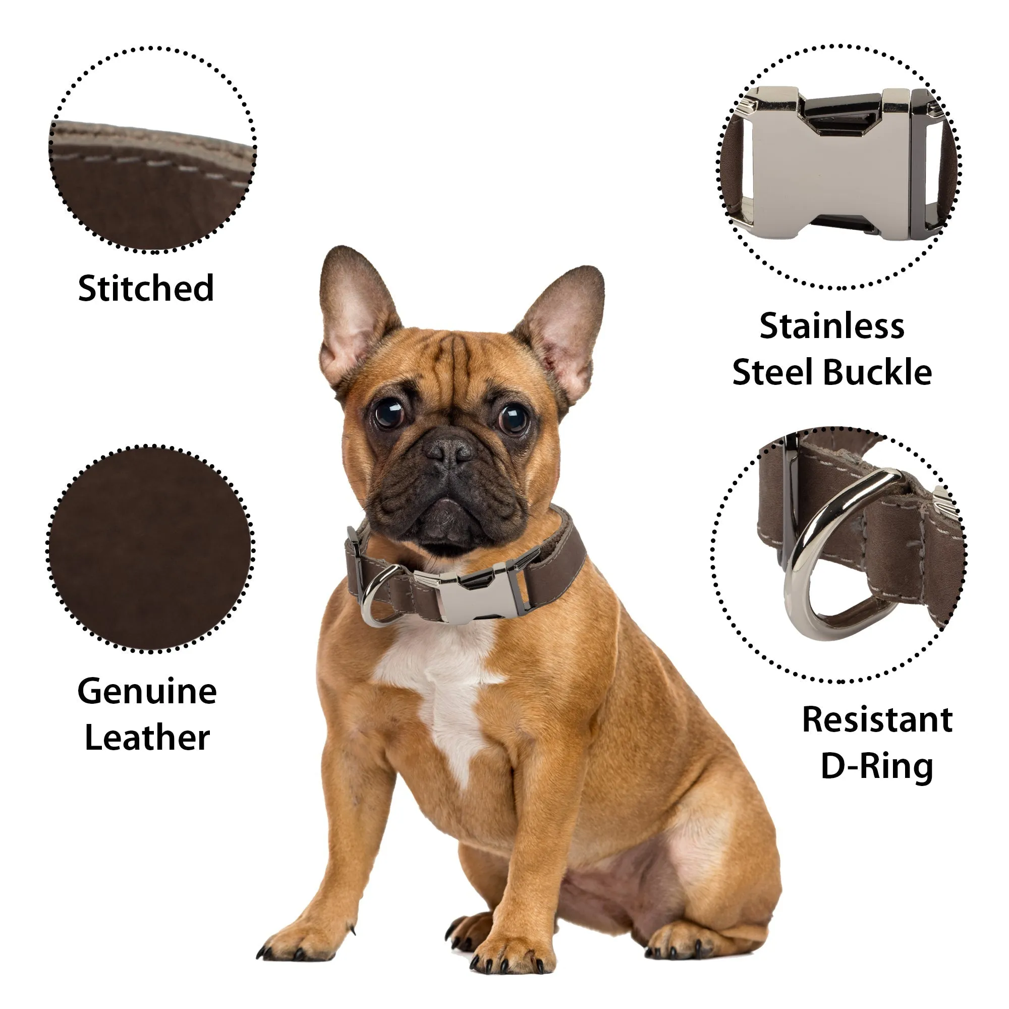 Genuine Leather Adjustable Strong Dog Collar