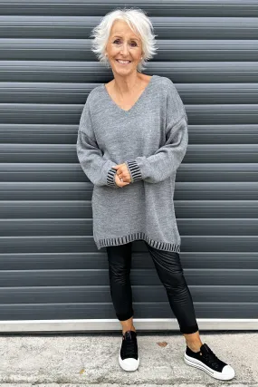Harper Knitted Jumper Mid Grey