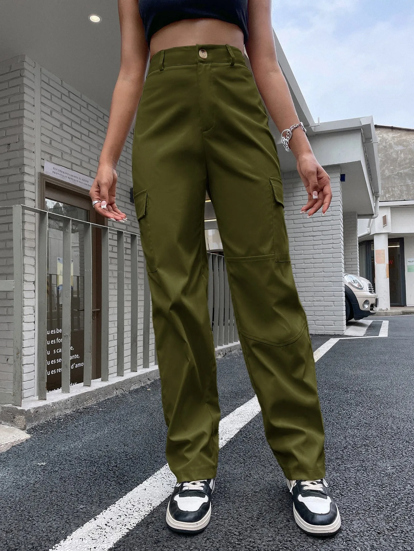 High Waist Flap Pocket Cargo Pants SS23