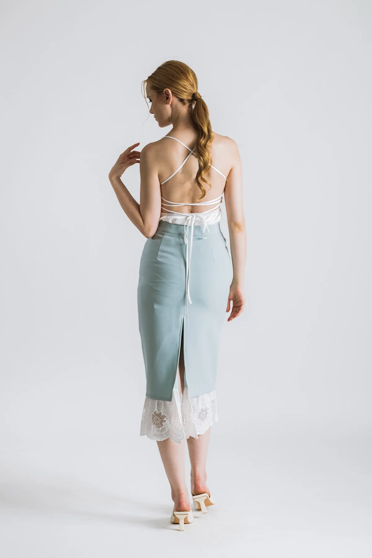 Kovette Lace Midi Pencil Skirt
