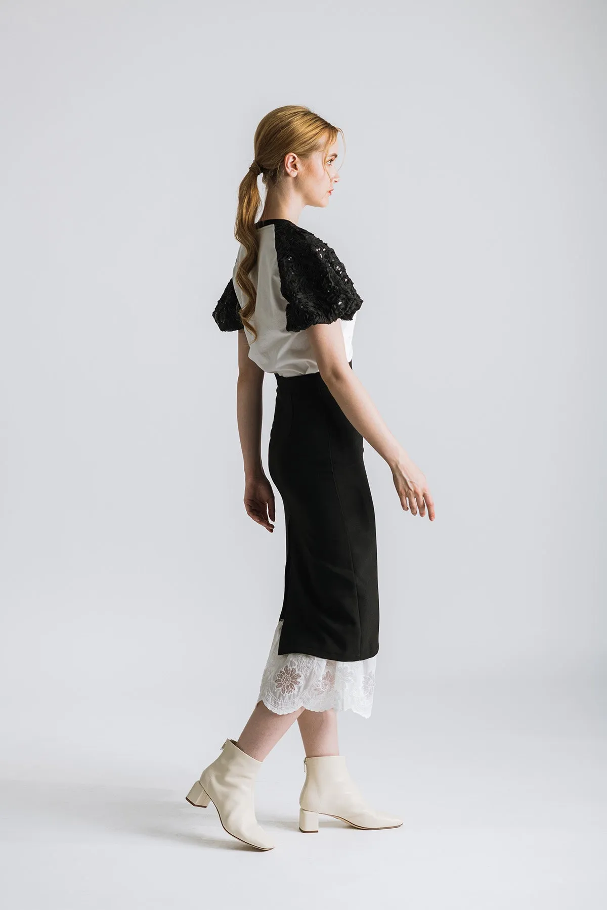 Kovette Lace Midi Pencil Skirt