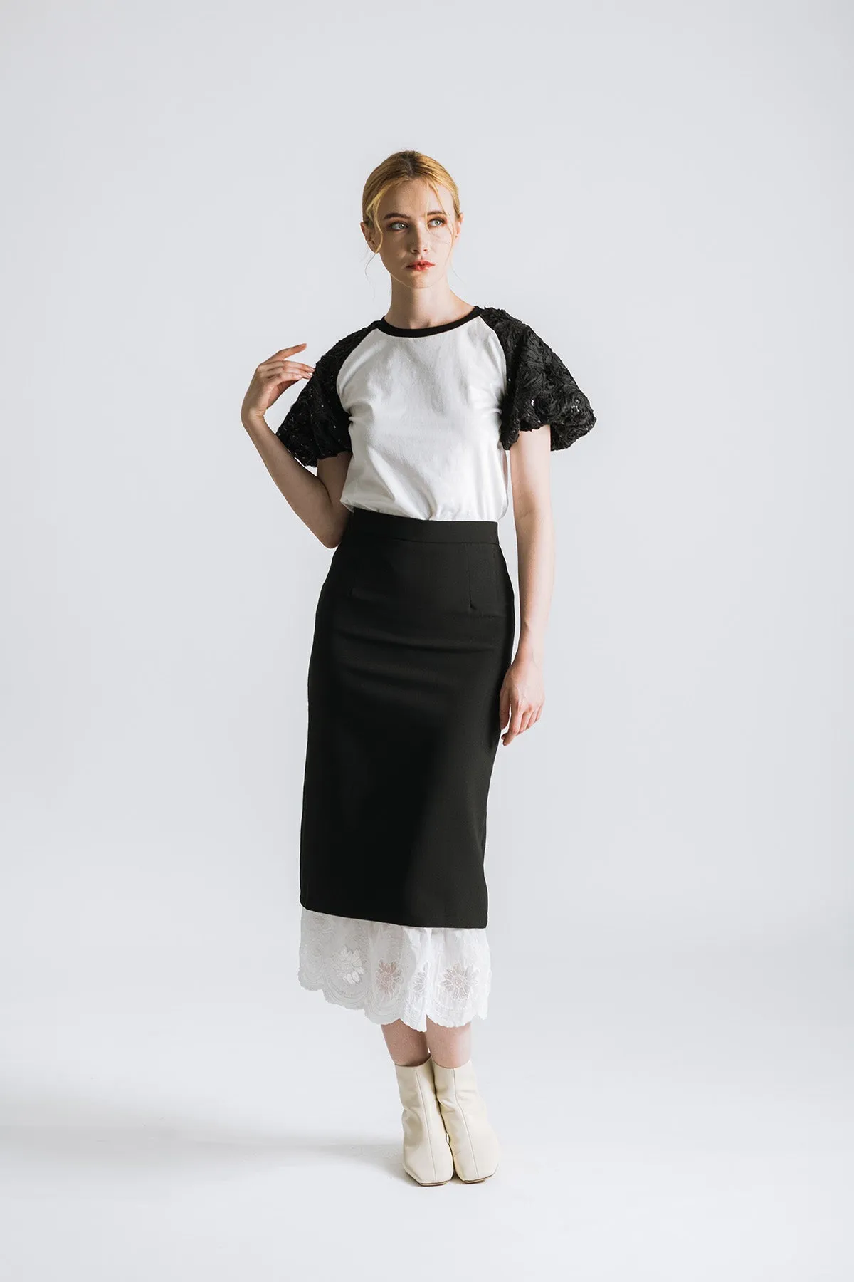 Kovette Lace Midi Pencil Skirt