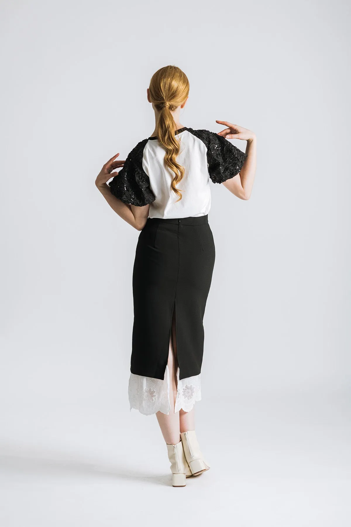 Kovette Lace Midi Pencil Skirt