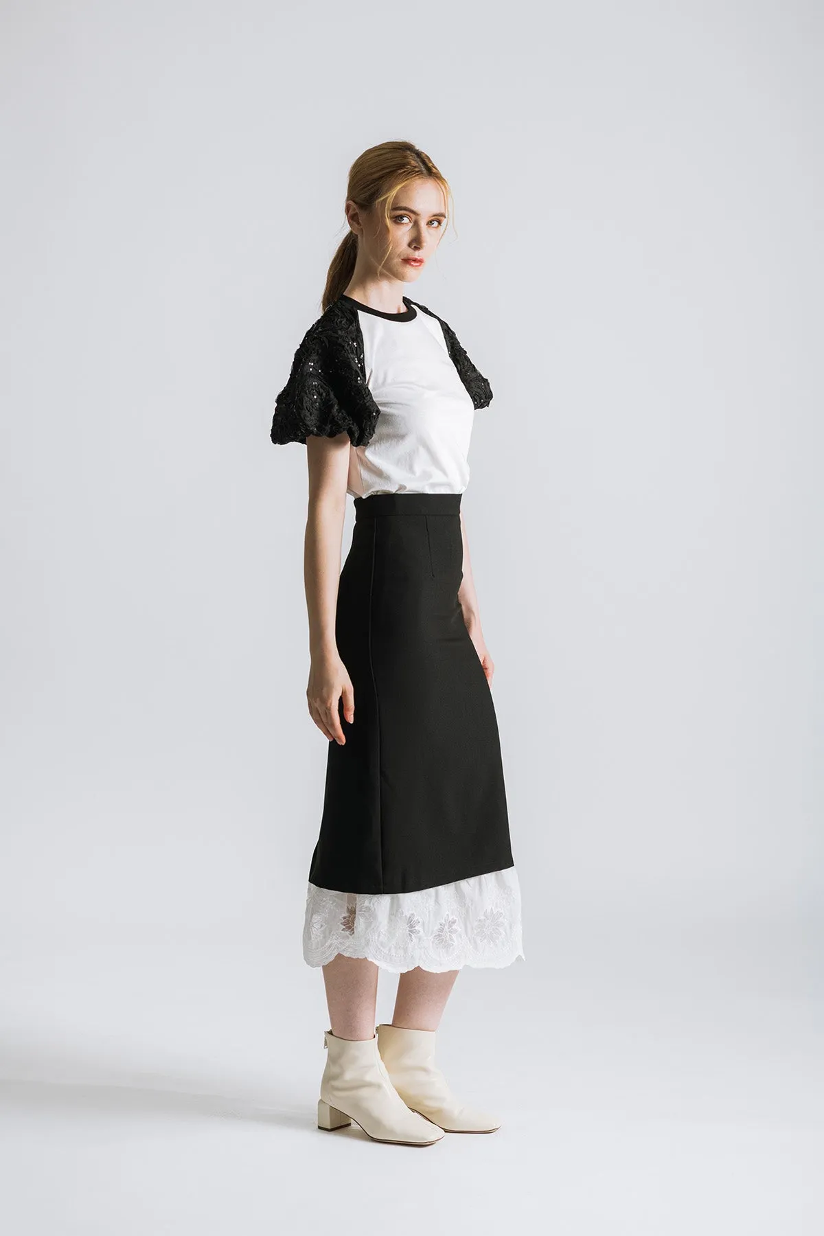 Kovette Lace Midi Pencil Skirt