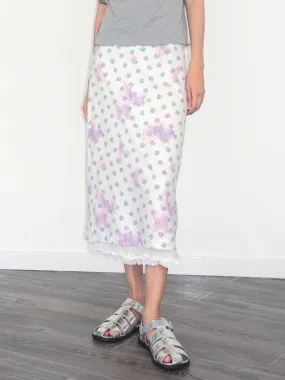 Lace Patchwork Floral Printed Skirt